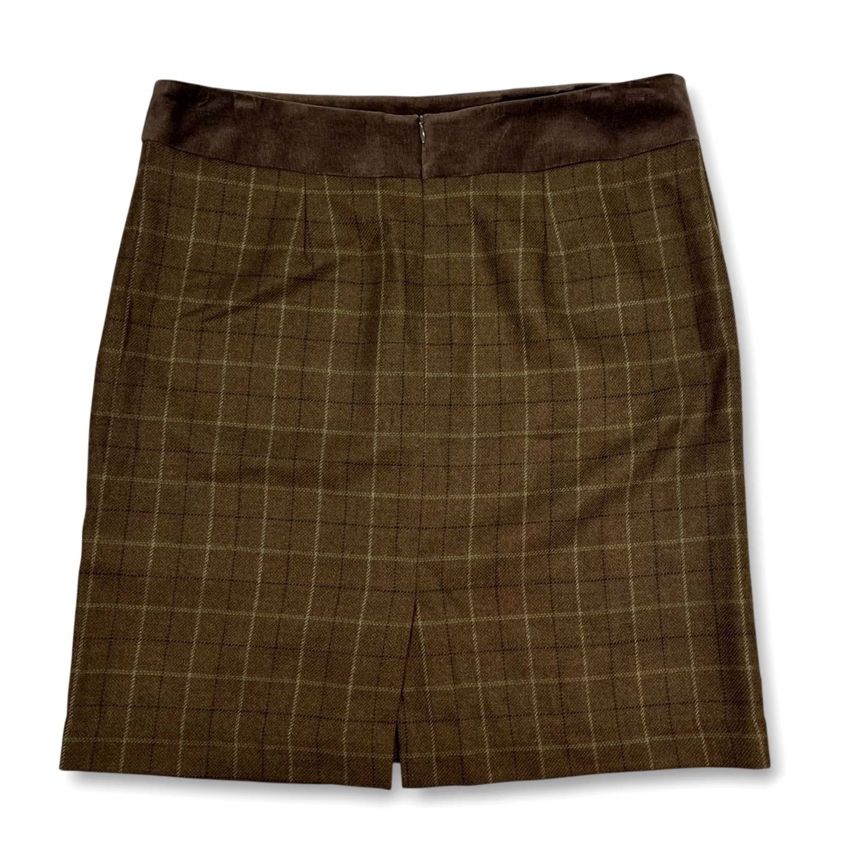 J.McLaughlin VINTAGE? No. J.McLaughlin Wool Brown Plaid Knee Length Skirt Women's Size 12 Size 34" / US 12 / IT 48 - 2 Thumbnail