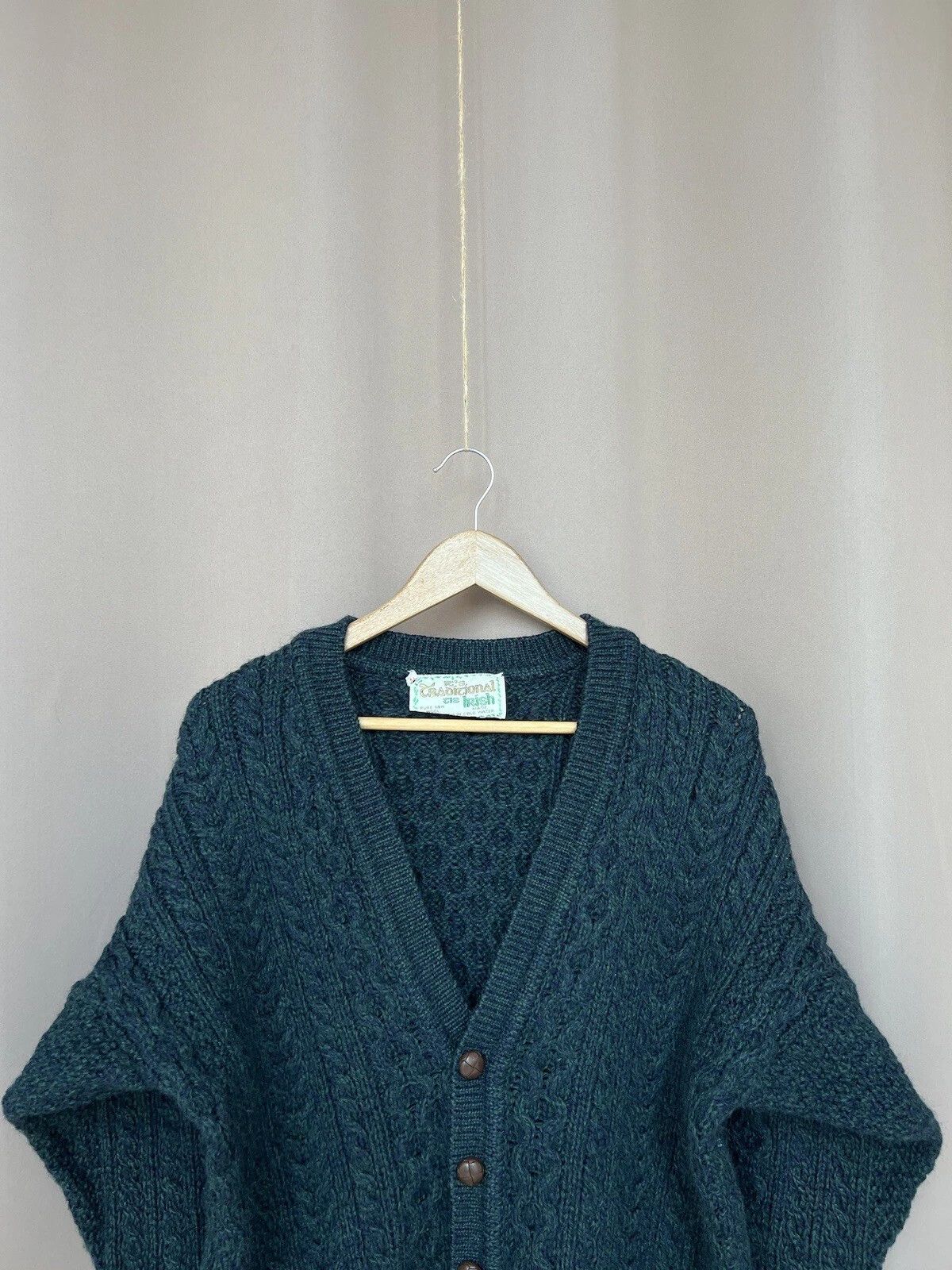 Vintage Traditional Irish Knit Wool Cardigan Womens Size M/L Sweater Size L / US 10 / IT 46 - 2 Thumbnail