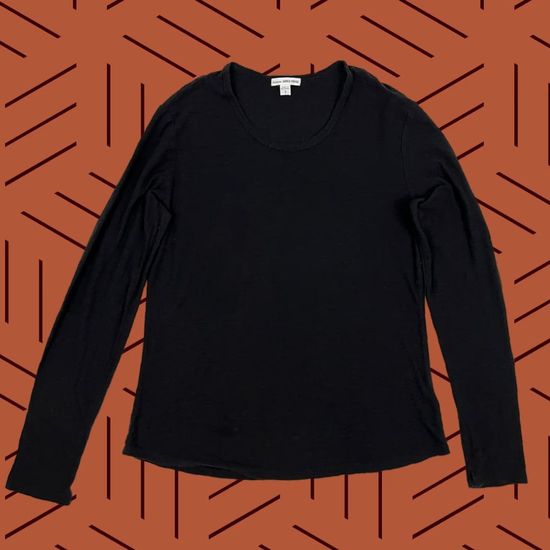 James Perse James Perse Shirt Womens L Black Crew Neck Slub Sheer 100% Cotton Long Sleeve Basic Vintage? No. Size L / US 10 / IT 46 - 1 Thumbnail