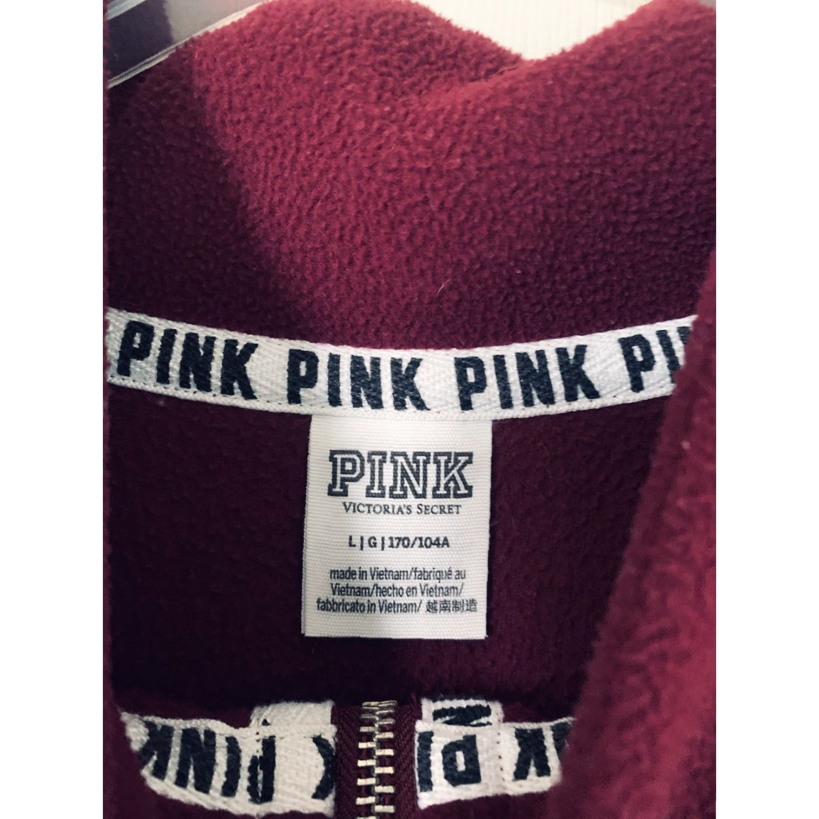 Pinko PINK Victoria’s Secret Women’s 1/4 Zip Sweatshirt Burgundy Maroon Large Pullover Regular Size M Long Sleeve Activewear Woman Shirt Size M / US 6-8 / IT 42-44 - 2 Thumbnail