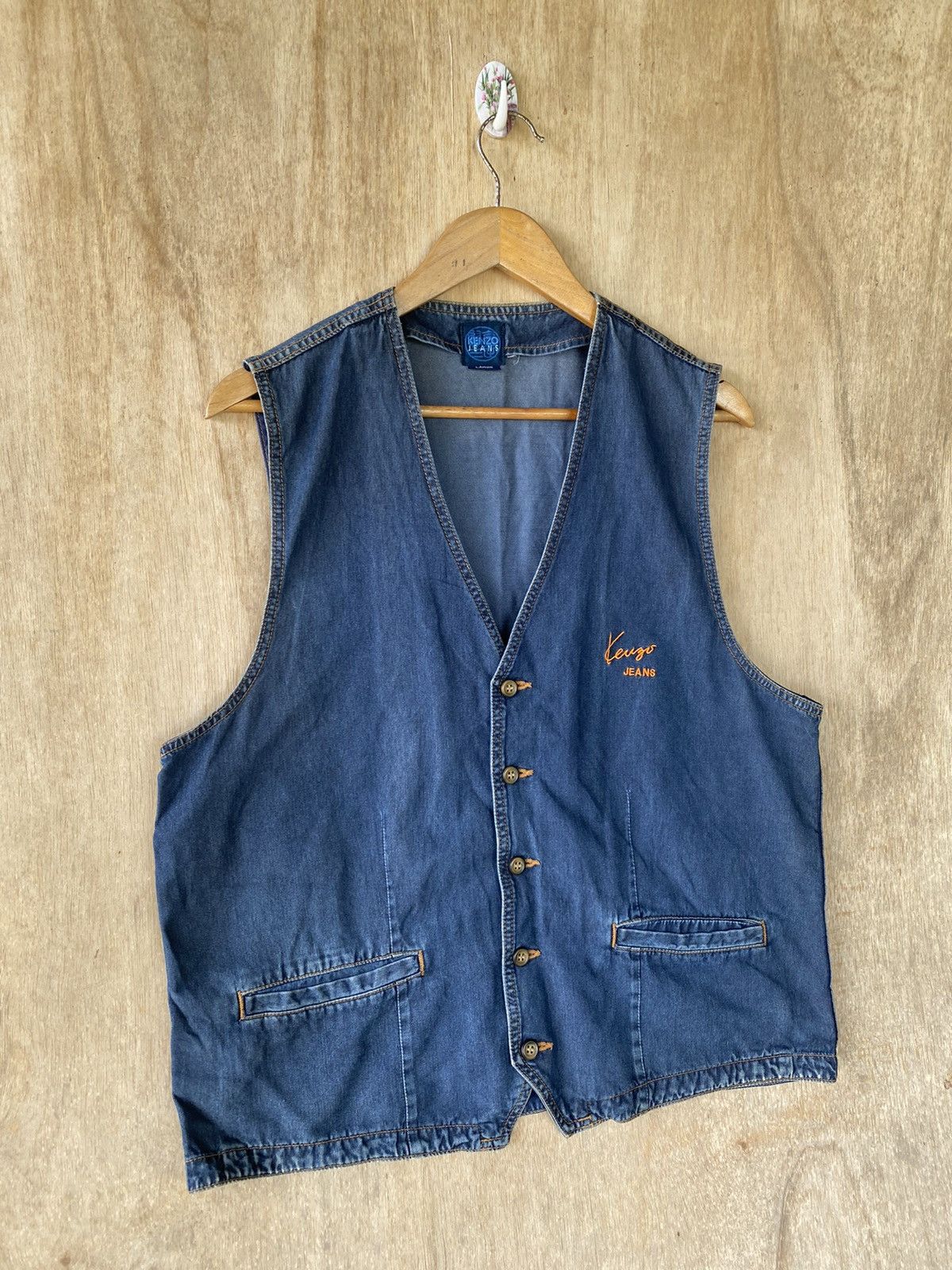 Designer × Kenzo 👘SALE👘KENZO JEANS VEST NICE DESIGN Size US L / EU 52-54 / 3 - 3 Thumbnail