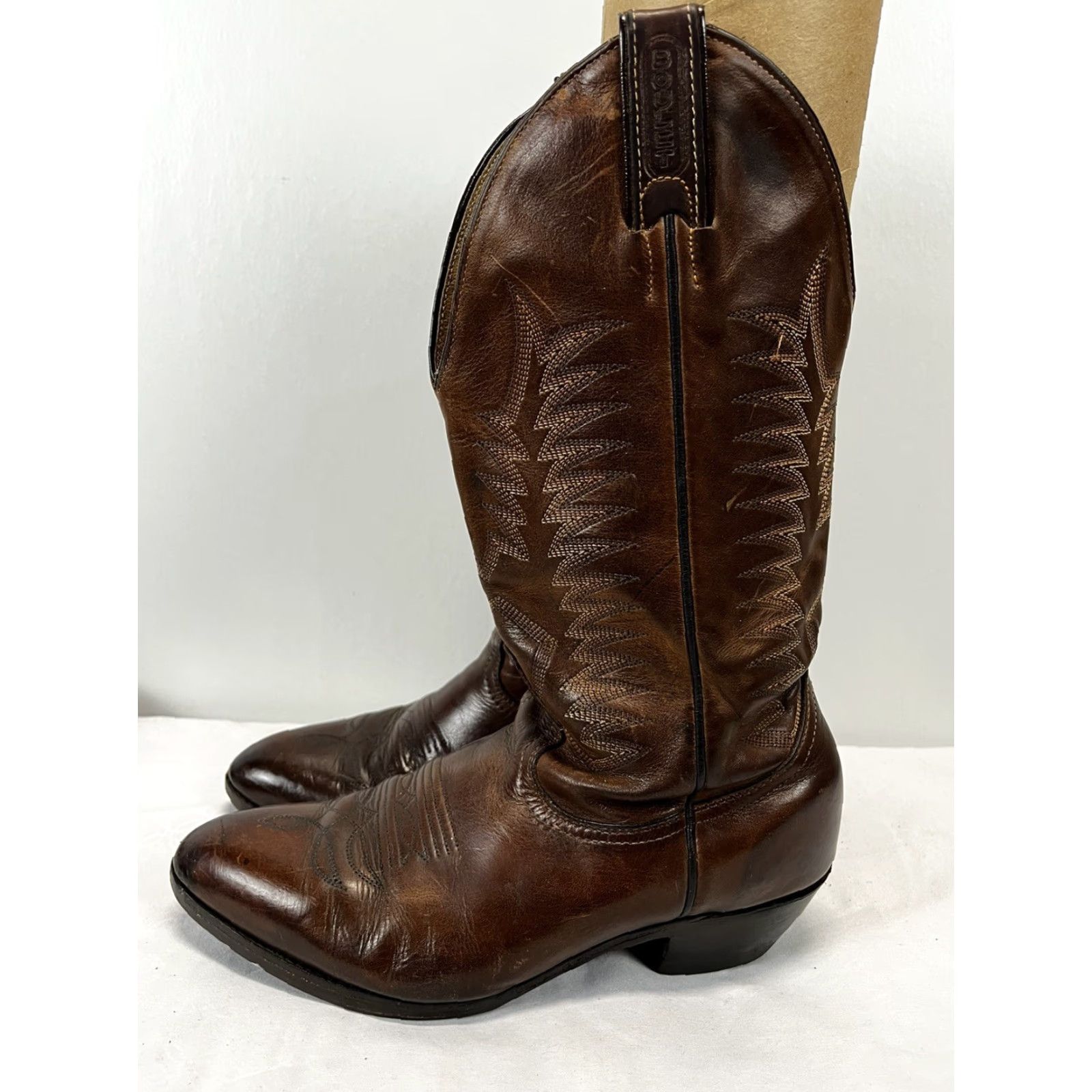 Vintage VINTAGE Boulet Boots Western Leather Men 7.5 Size Brown Cowboy Goodyear Welt Size US 7.5 / EU 40-41 - 2 Thumbnail