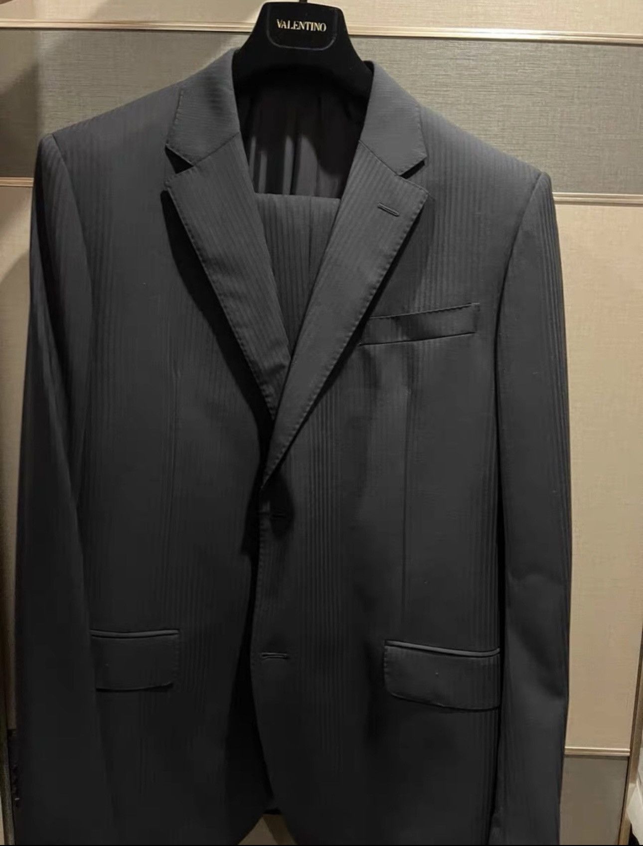Valentino Valentino black striped patterns suite and trousers Size 54R - 1 Thumbnail