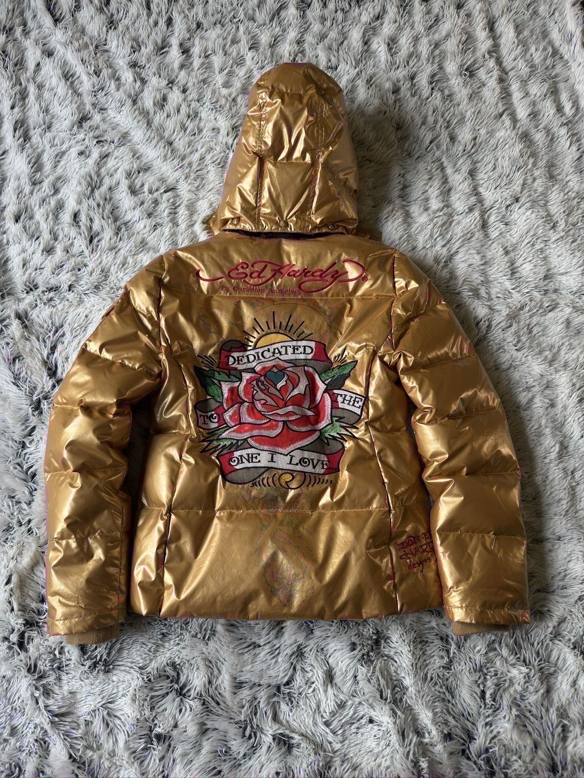 Ed Hardy Ed Hardy “Dedicated To The One I Love” Puffer Size M / US 6-8 / IT 42-44 - 10 Thumbnail