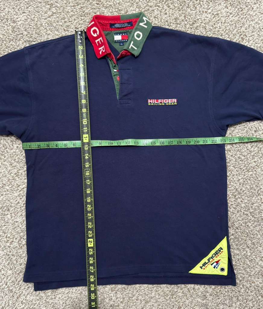 Tommy Hilfiger Vtg 90s Tommy Hilfiger colorblocked polo shirt navy Size L Size US L / EU 52-54 / 3 - 5 Thumbnail