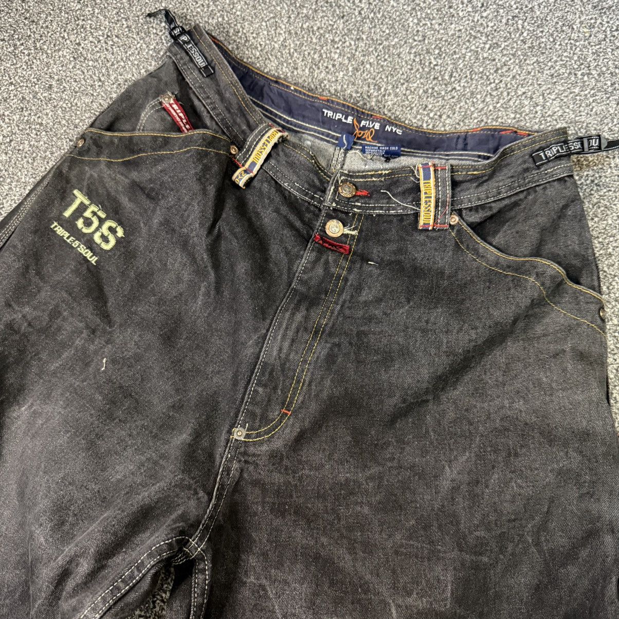 If Six Was Nine Triple 5 Soul Faded Black Baggy Crazy Jeans Size US 36 / EU 52 - 3 Thumbnail
