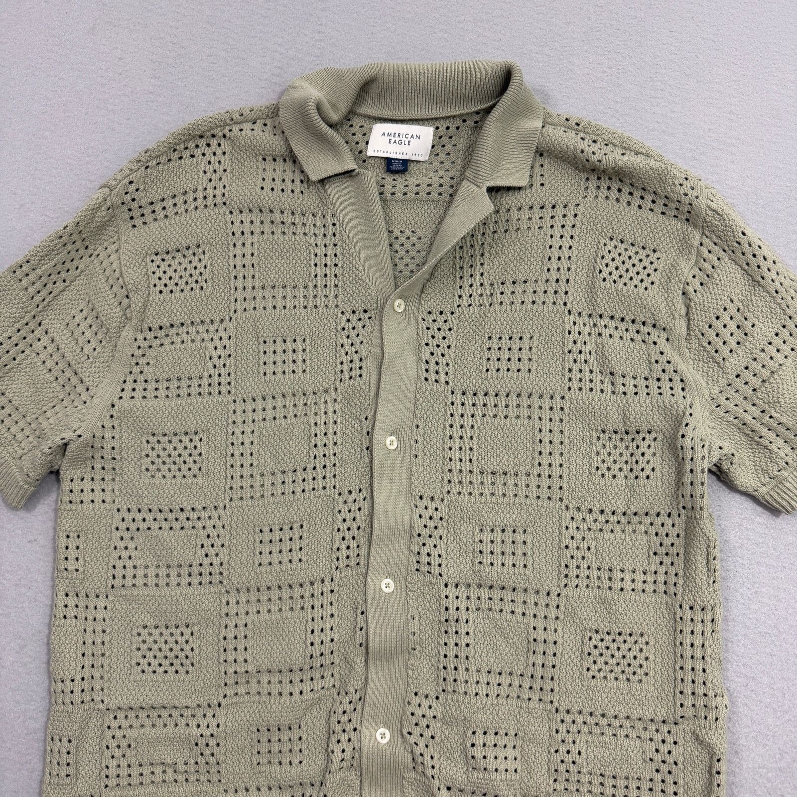 American Eagle Outfitters American Eagle Weekend Textured Checkerboard Sweater Polo Size US M / EU 48-50 / 2 - 2 Thumbnail