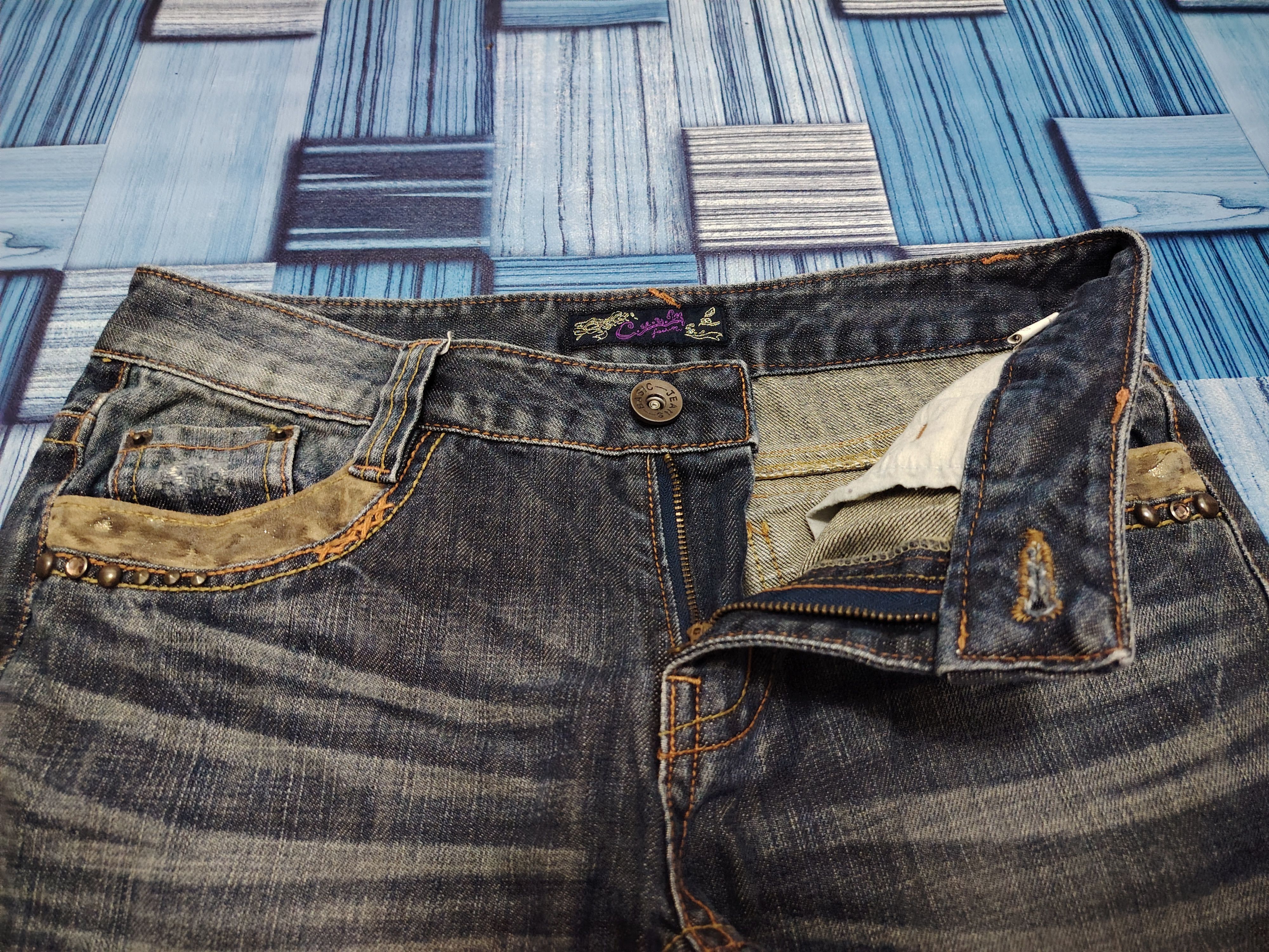 Hysteric Glamour 💥Insane💥 90s CUUM Flared Jeans Bootcut Tribal Pocket Size US 29 - 5 Thumbnail
