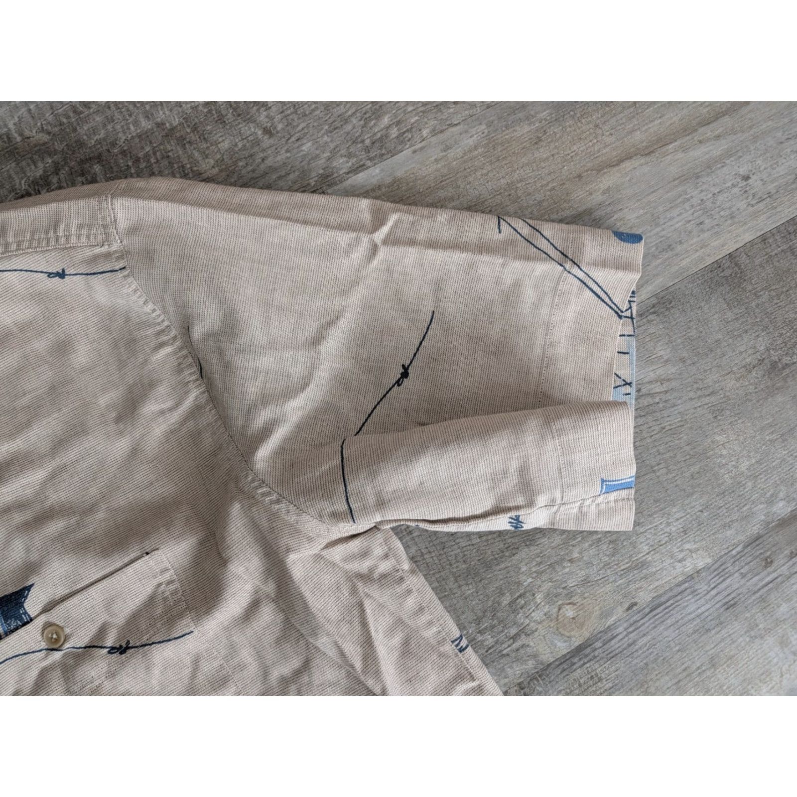 Vintage VINTAGE Jupiter Camp Shirt Mens Linen Blend Short Sleeve Button-Up Beige 90s Abstract L Mens Size US L / EU 52-54 / 3 - 3 Thumbnail