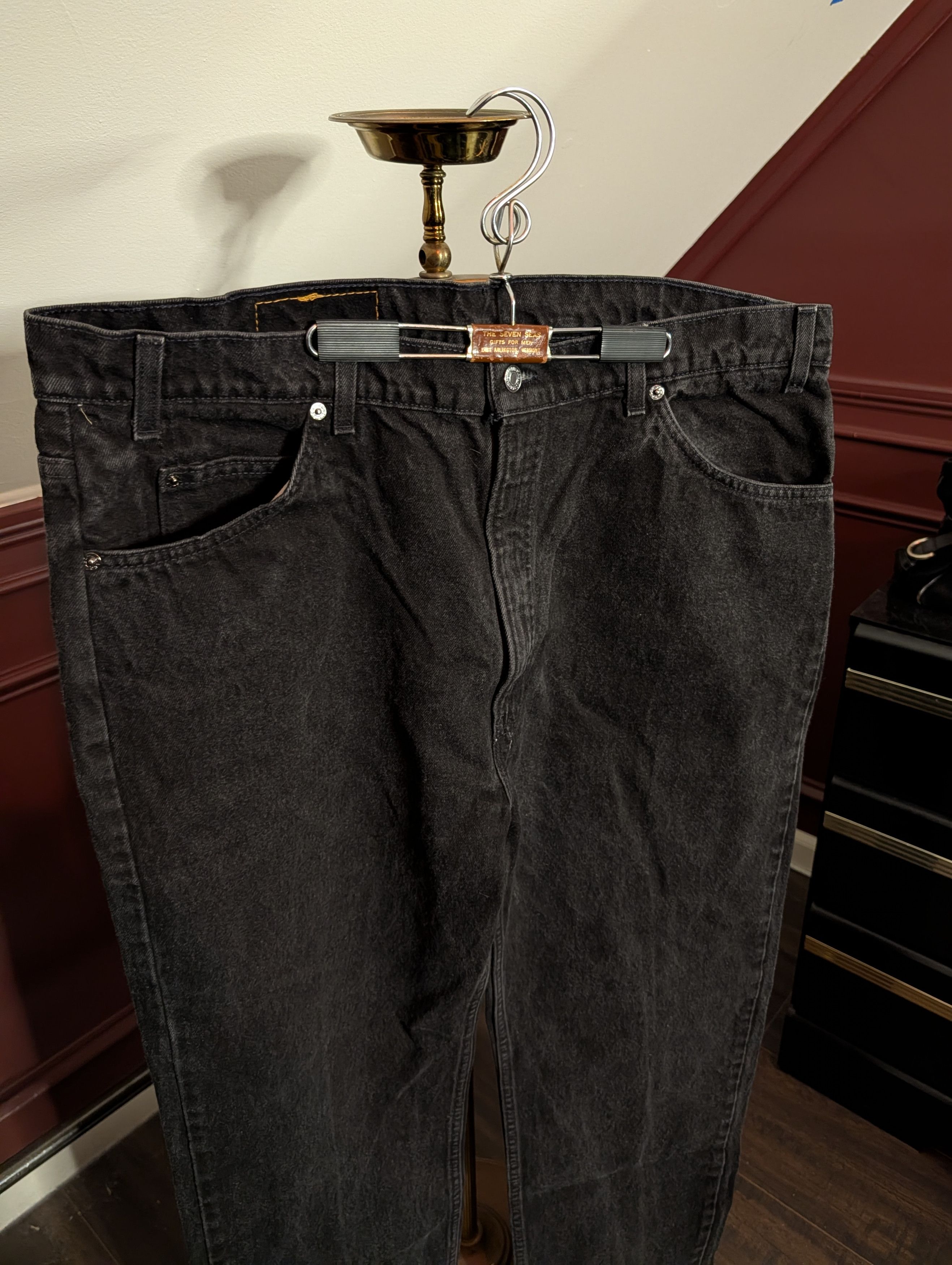 Levi's Vintage Clothing ORANGE TAB vtg black 505 straight leg denim jeans Size US 39 - 2 Thumbnail