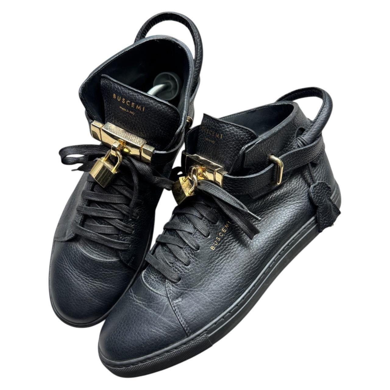 Buscemi high top black leather key lock shoes size 10