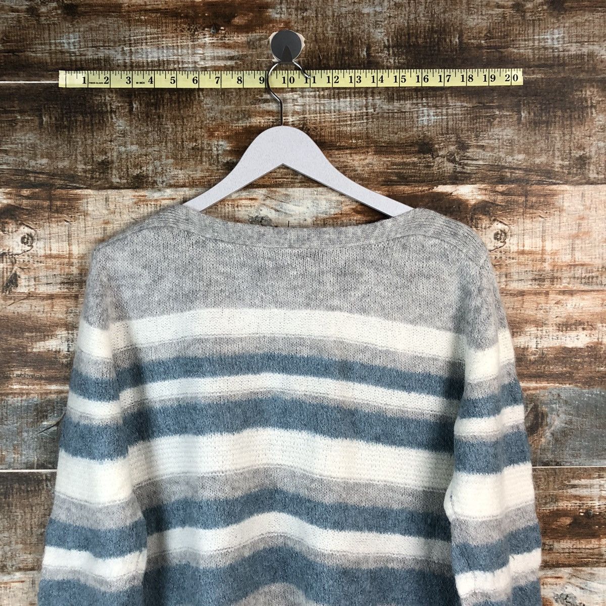 Vintage Closshi Stripe Grey vintage Knitwear #A2187 Size M / US 6-8 / IT 42-44 - 13 Thumbnail