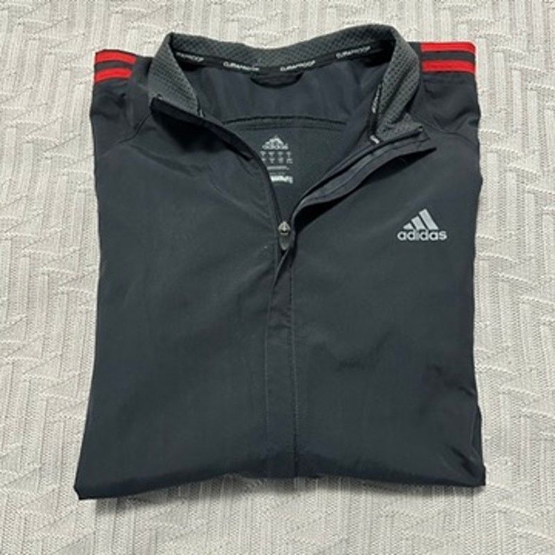 Adidas Adidas gray and red classic three stripe windbreaker jacket Size US XL / EU 56 / 4 - 1 Thumbnail
