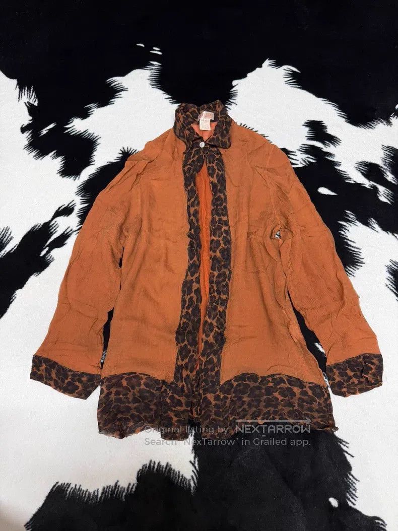 Loewe Loewe 100% Silk 90s Leopard Pattern Dirty Orange Shirt Size M / US 6-8 / IT 42-44 - 2 Thumbnail