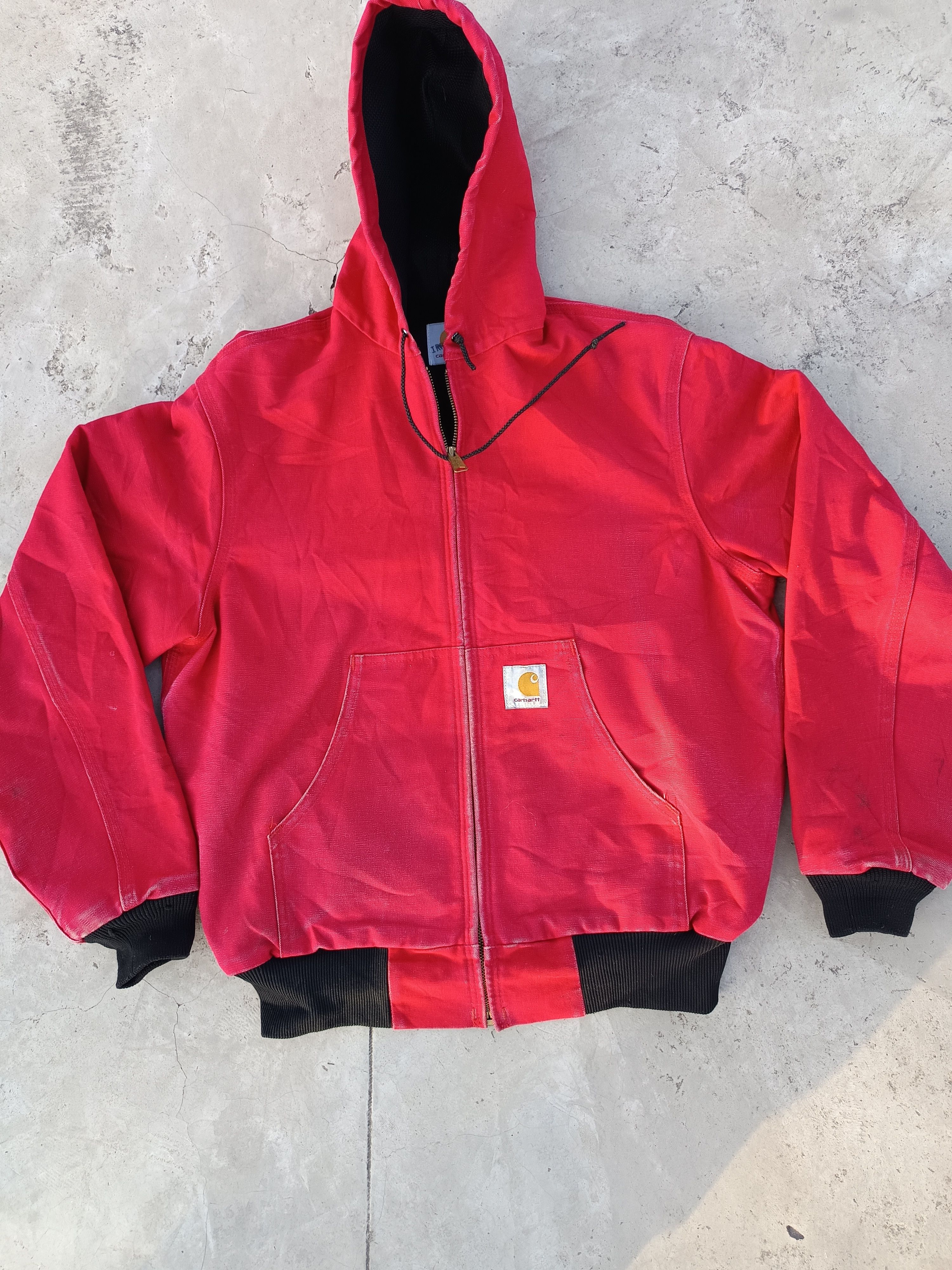 image of Carhartt Jacket Thermal Hoodie Duck Canvas Jr100 in Red, Men's (Size Medium)