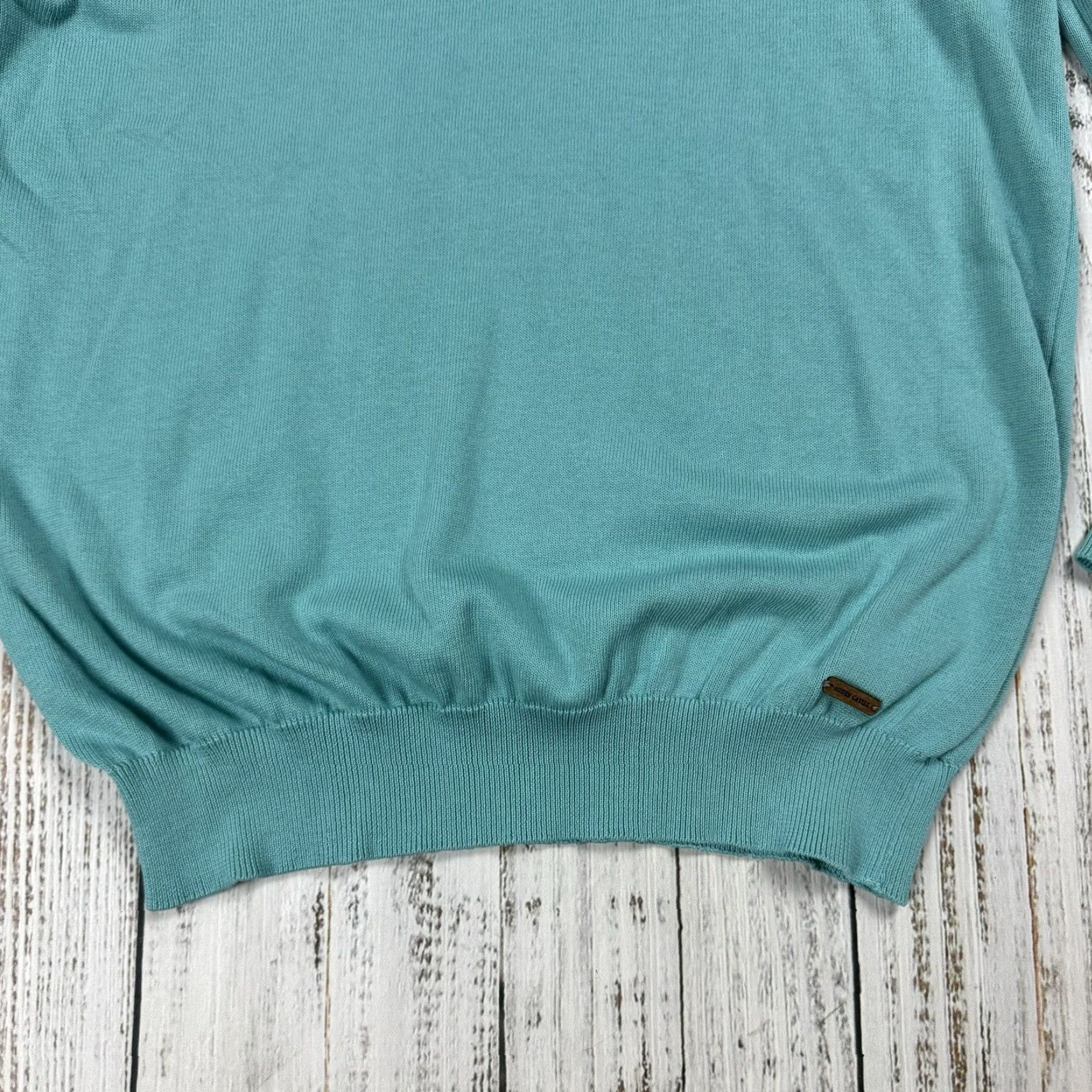 Vintage AUDEN CAVILL Men's Large Seafoam Blue Pullover Crewneck Sweater - 100% Cotton, Dressy, Sailing Size US L / EU 52-54 / 3 - 3 Thumbnail