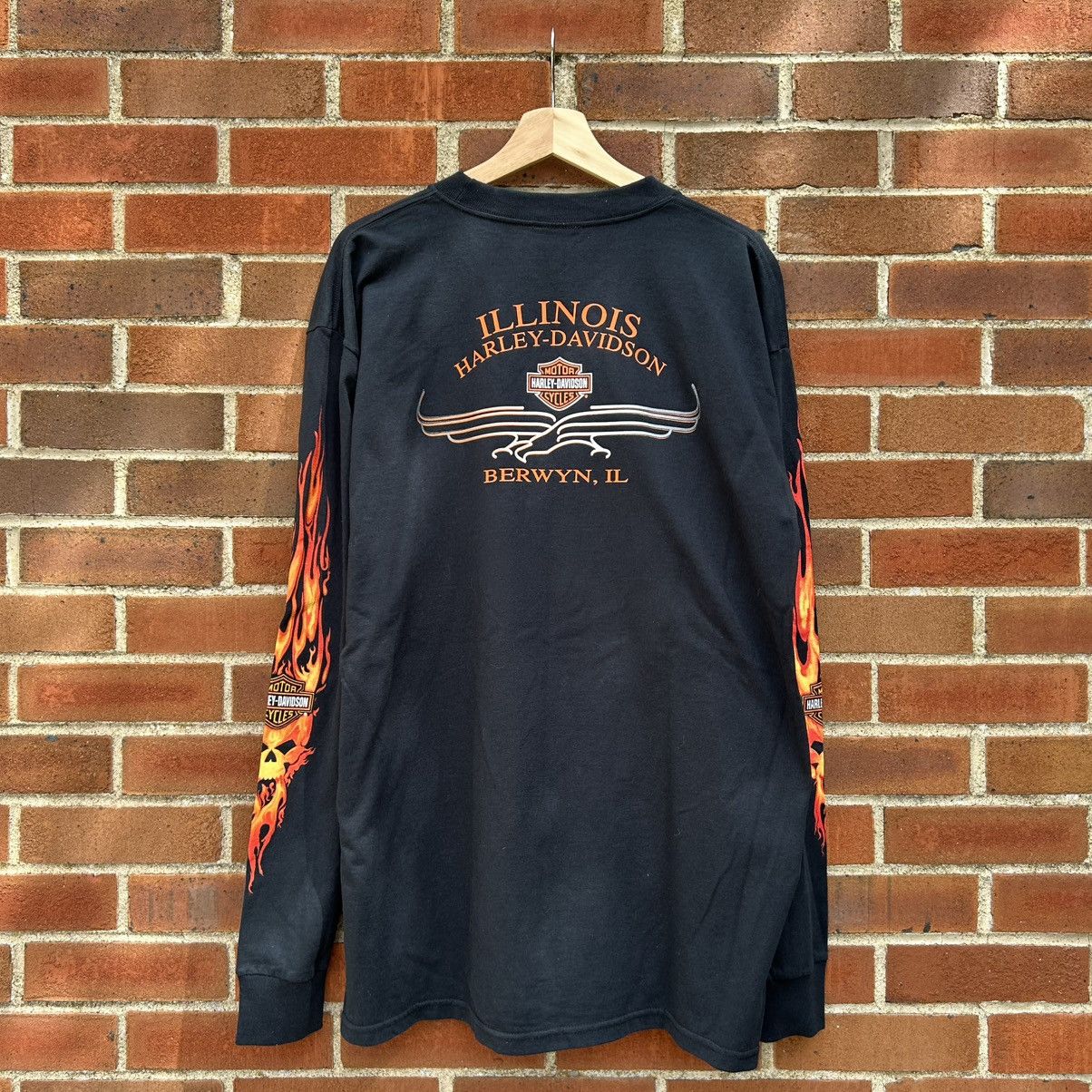 Harley Davidson XL deadstock harley davidson flame logo grunge skull sleeve Size US XL / EU 56 / 4 - 8 Thumbnail