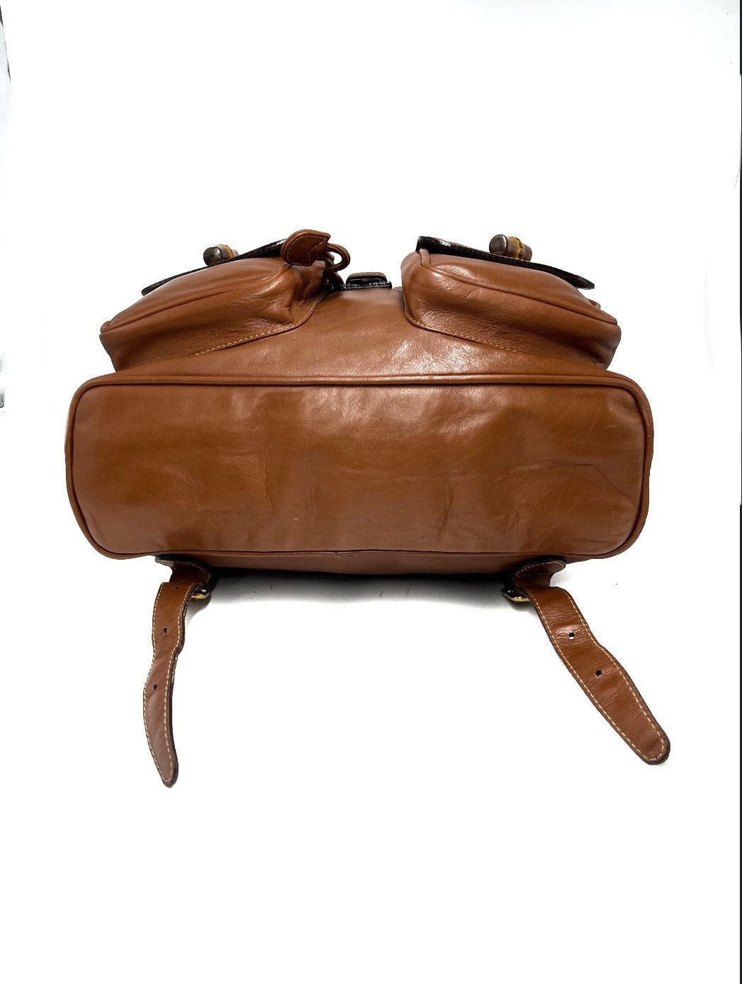 Gucci Authentic Gucci Brown Leather Bamboo Backpack Size ONE SIZE - 8 Thumbnail