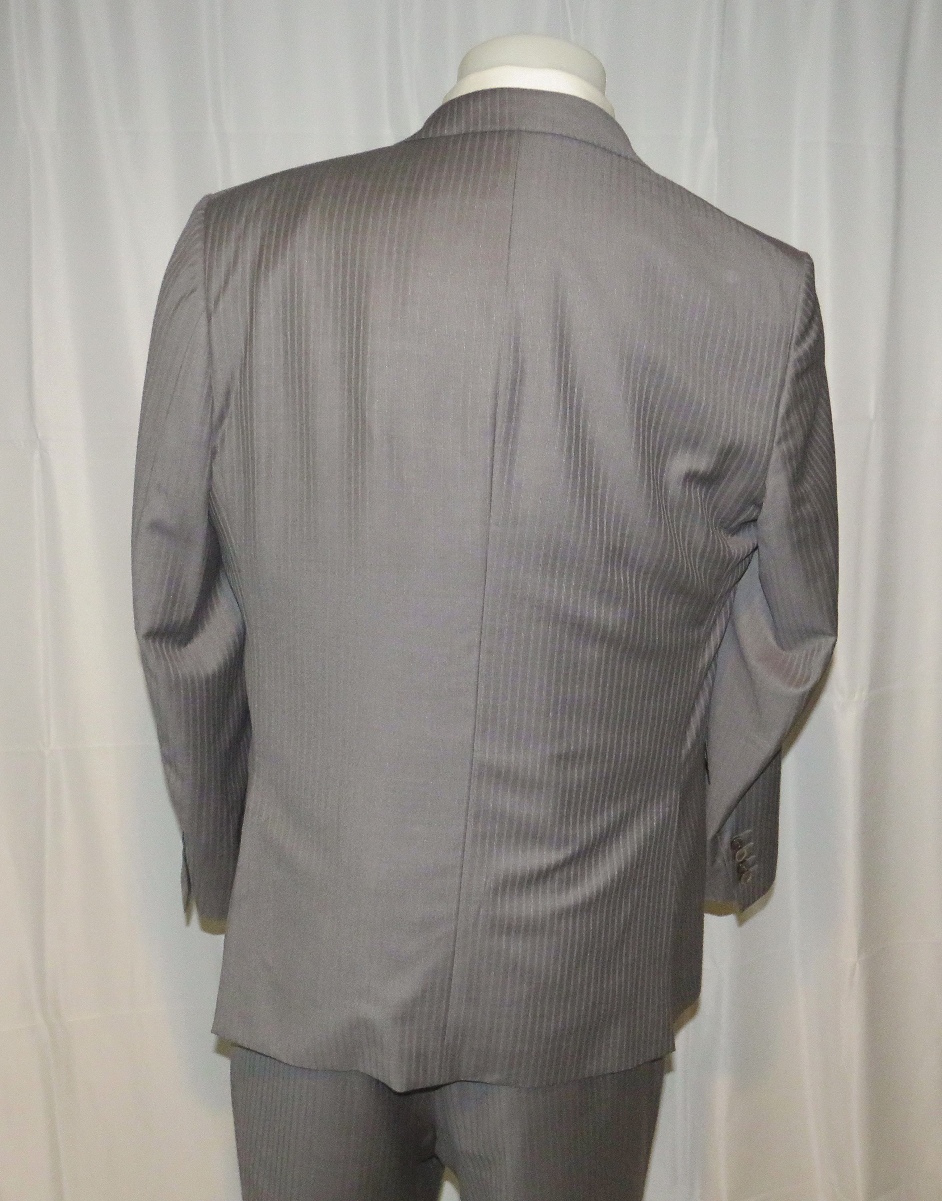 Ermenegildo Zegna Su Misura Trofeo Gray Stripe Current Two Button Suit 44R Size 44R - 12 Thumbnail