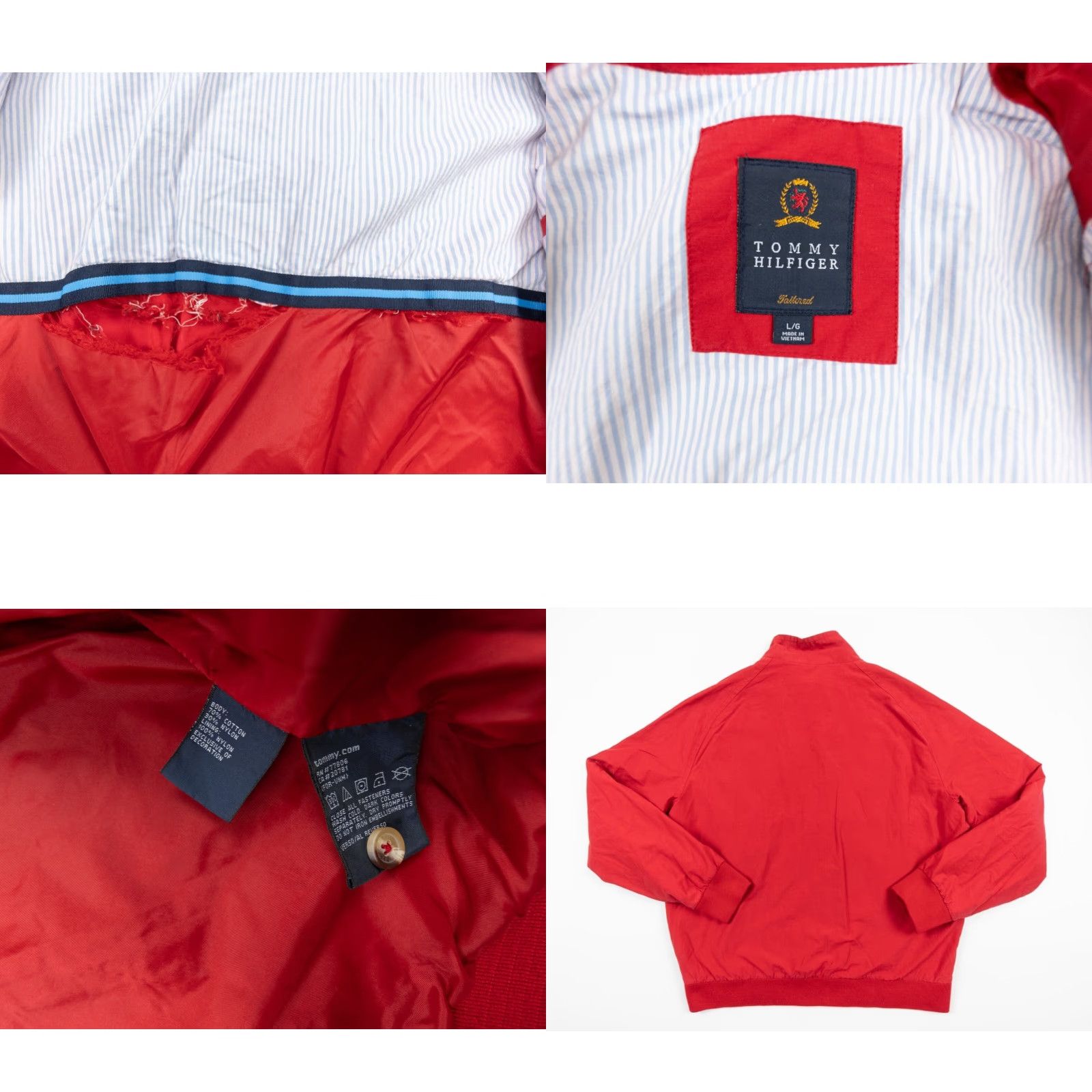 Tommy Hilfiger VINTAGE Tommy Hilfiger Jacket Adult Large Red Full Zip Bomber Outdoor Preppy Mens Size US L / EU 52-54 / 3 - 8 Thumbnail
