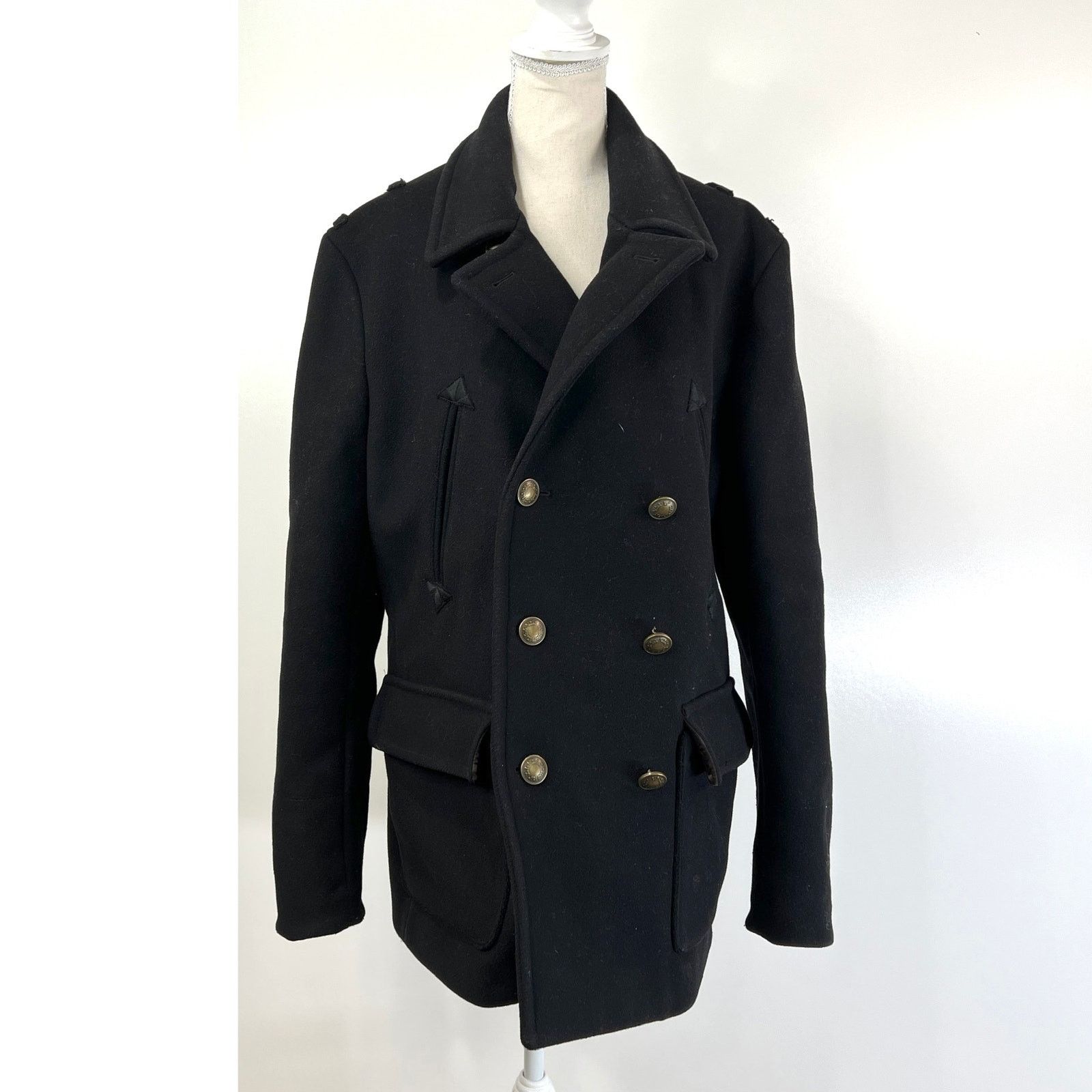 Marc by Marc Jacobs Marc by Marc Jacobs Wool Double Breasted Peacoat Black Size XL / US 12-14 / IT 48-50 - 1 Thumbnail