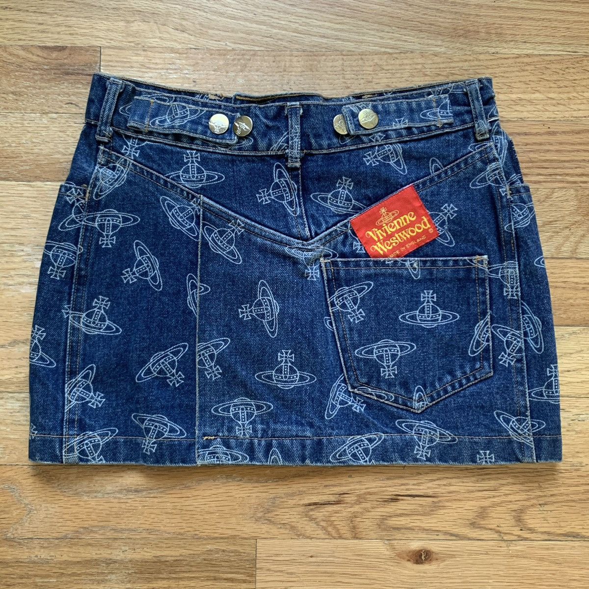 Vivienne Westwood SS1985 Orb Monogram Denim Mini-Skirt Size 30" / US 8 / IT 44 - 3 Thumbnail