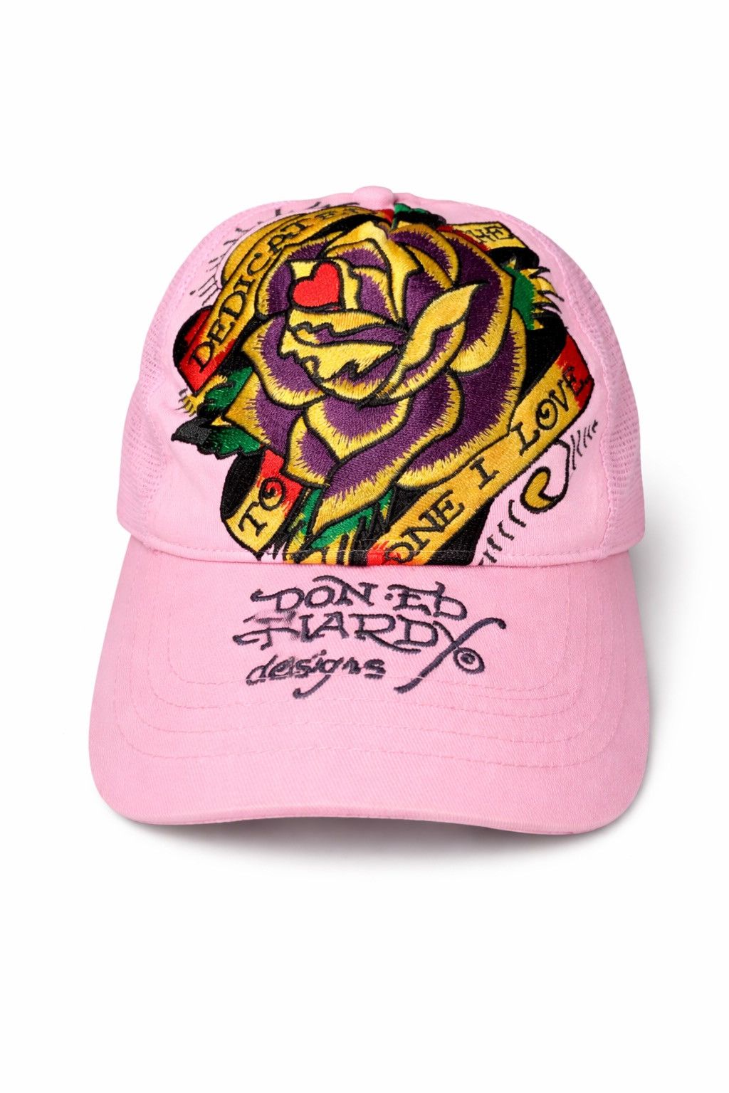 Ed Hardy Vintage Ed Hardy Pink Trucker Cap – Rose Embroidery Snapback Size ONE SIZE - 1 Thumbnail