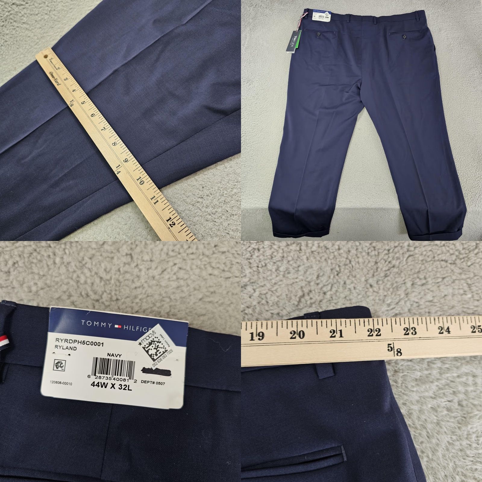 Tommy Hilfiger Tommy Hilfiger TH Flex Pants Mens 44x27 Navy Ryland Wool Stretch Dress Work Size US 44 / EU 60 - 8 Thumbnail