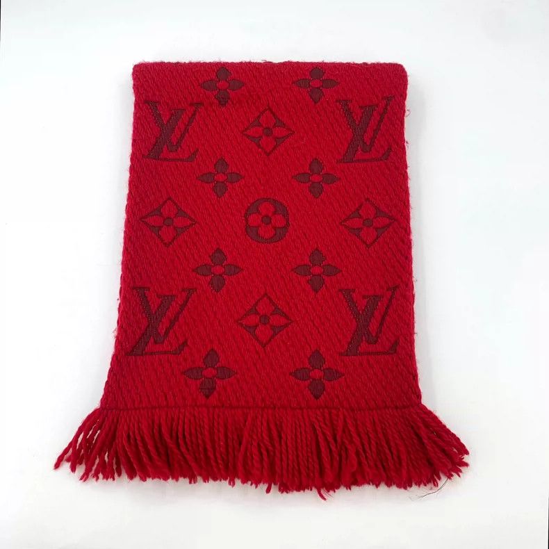 Louis Vuitton Louis Vuitton Red logo old flower full print wool fringe s Size ONE SIZE - 1 Thumbnail