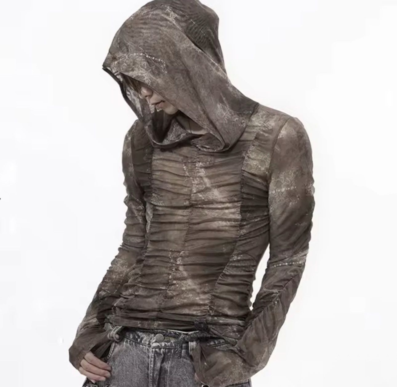 Japanese Brand Streetwear Designer Pleated Vintage Long Sleeve Hooded Shirt Size US L / EU 52-54 / 3 - 1 Thumbnail