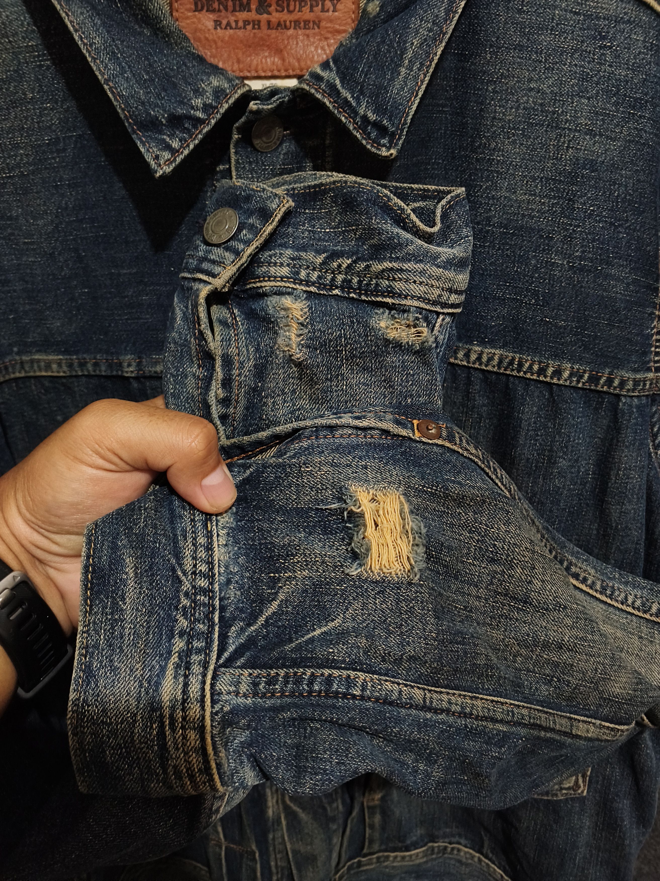 Denim & Supply Ralph Lauren 💥Denim&Supply Ralph Lauren Distressed Denim Trucker jacket Size US XL / EU 56 / 4 - 9 Thumbnail