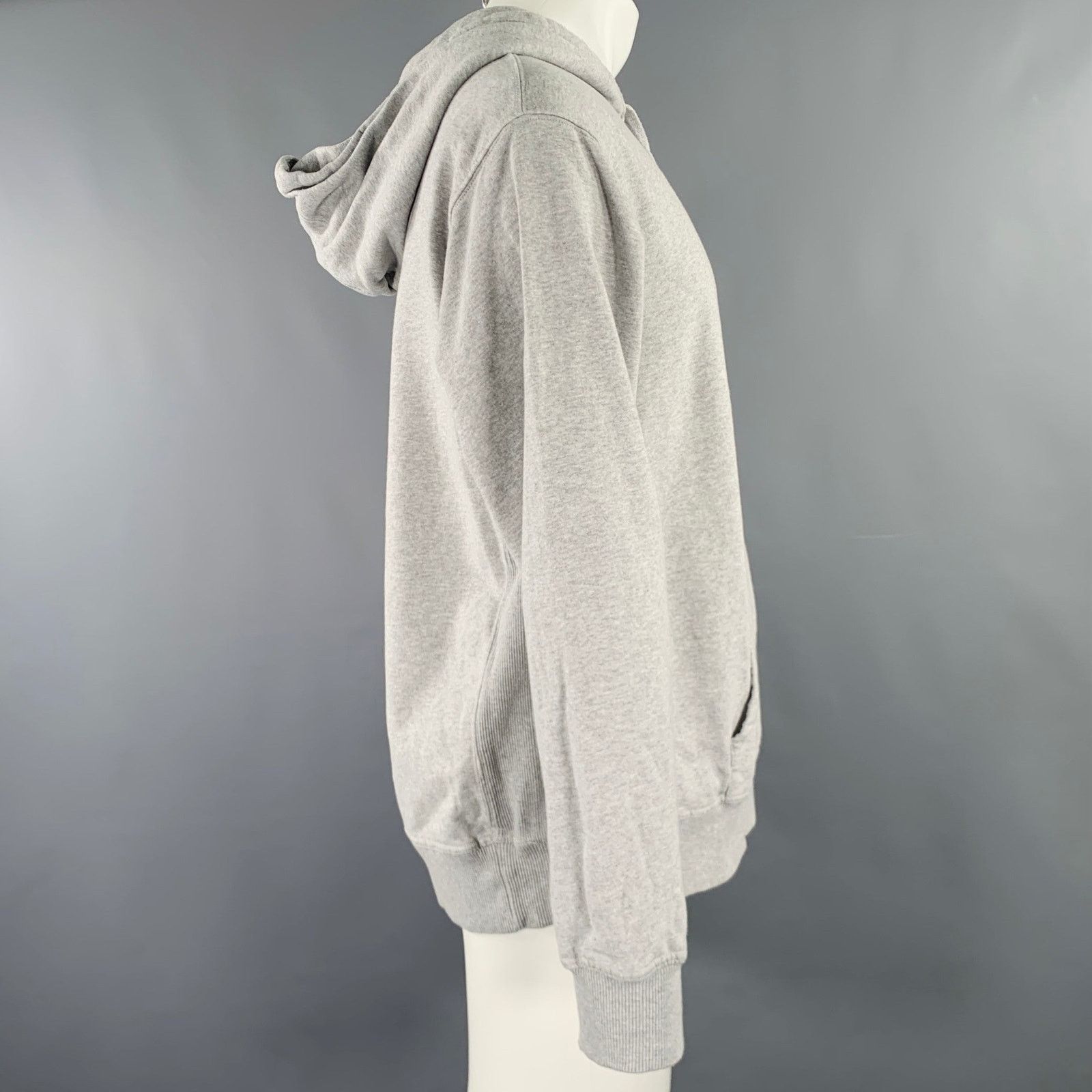 Maison Kitsune MAISON KITSUNE M Heather Grey Black Cotton Hooded Sweatshirt Size US M / EU 48-50 / 2 - 2 Thumbnail
