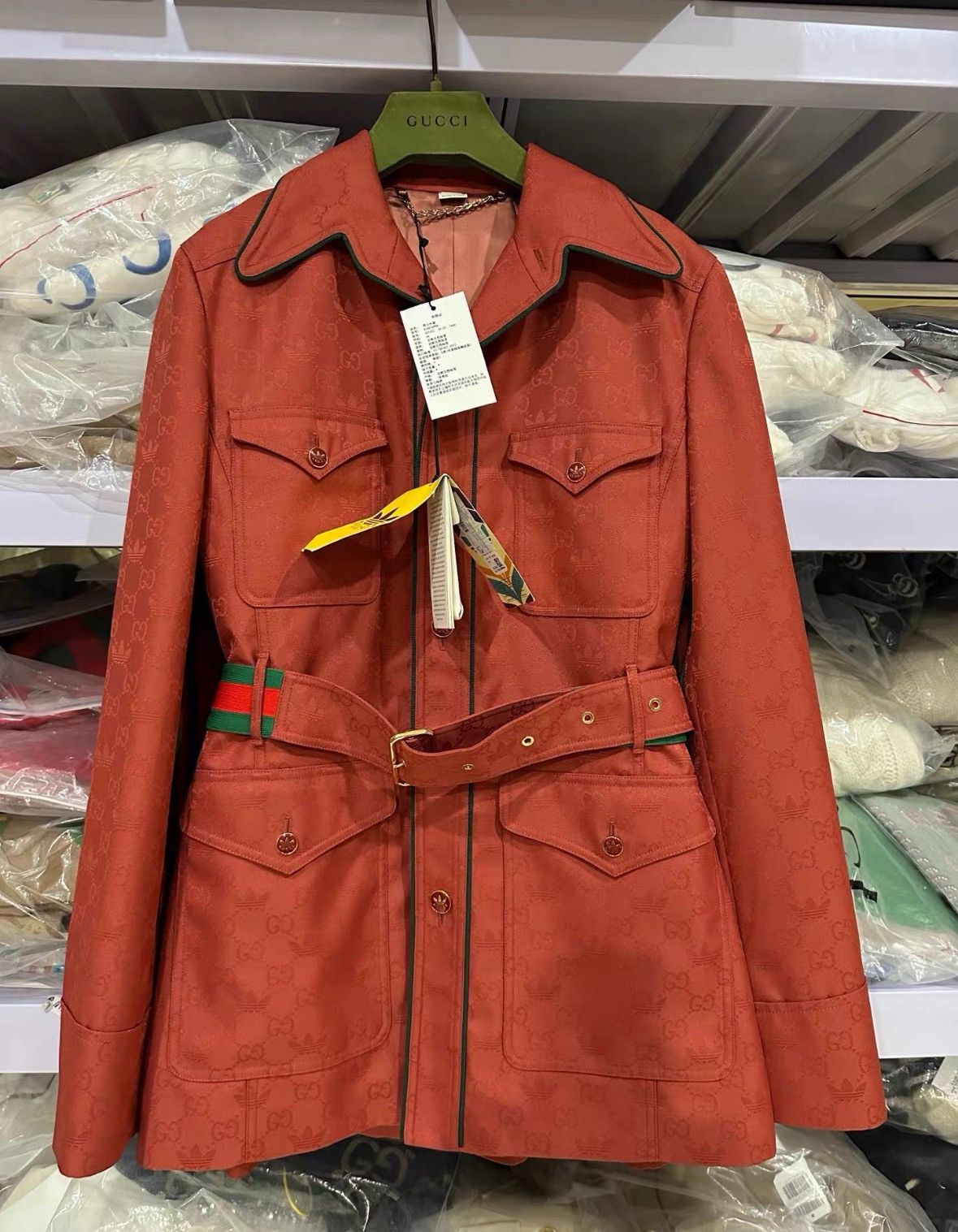 Gucci Gucci Gucci x Adidas Red Button-Up Jacket -2506 Size US S / EU 44-46 / 1 - 1 Thumbnail