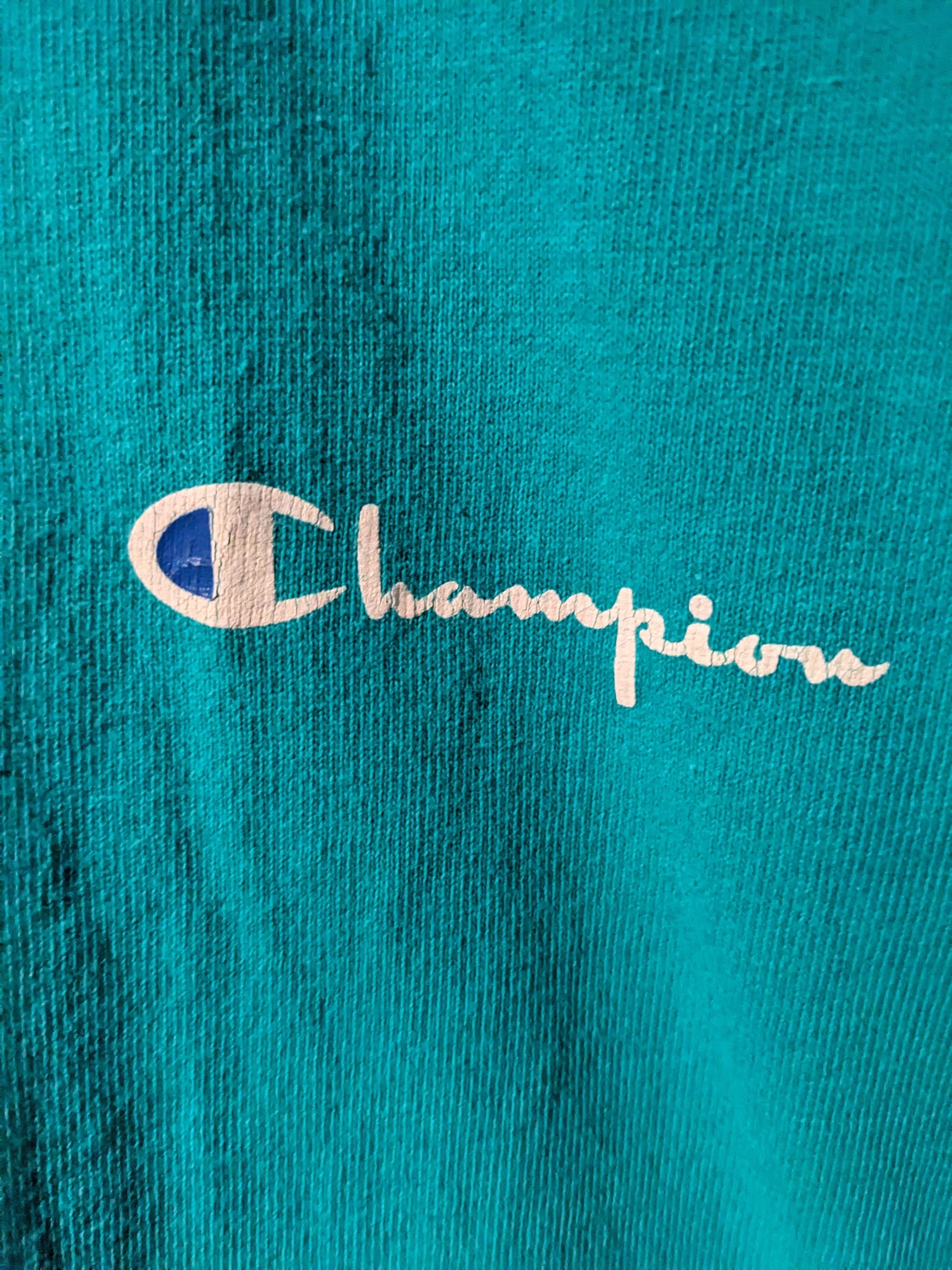 Champion × Vintage Vintage 90s Champion Spell Out Logo Green Large T-Shirt Size US L / EU 52-54 / 3 - 2 Thumbnail