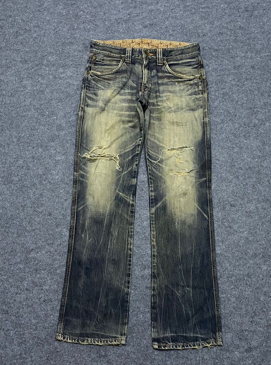 Pre-owned Edwin Best Offervintage  Blue Trip Distressed Denim Jeans