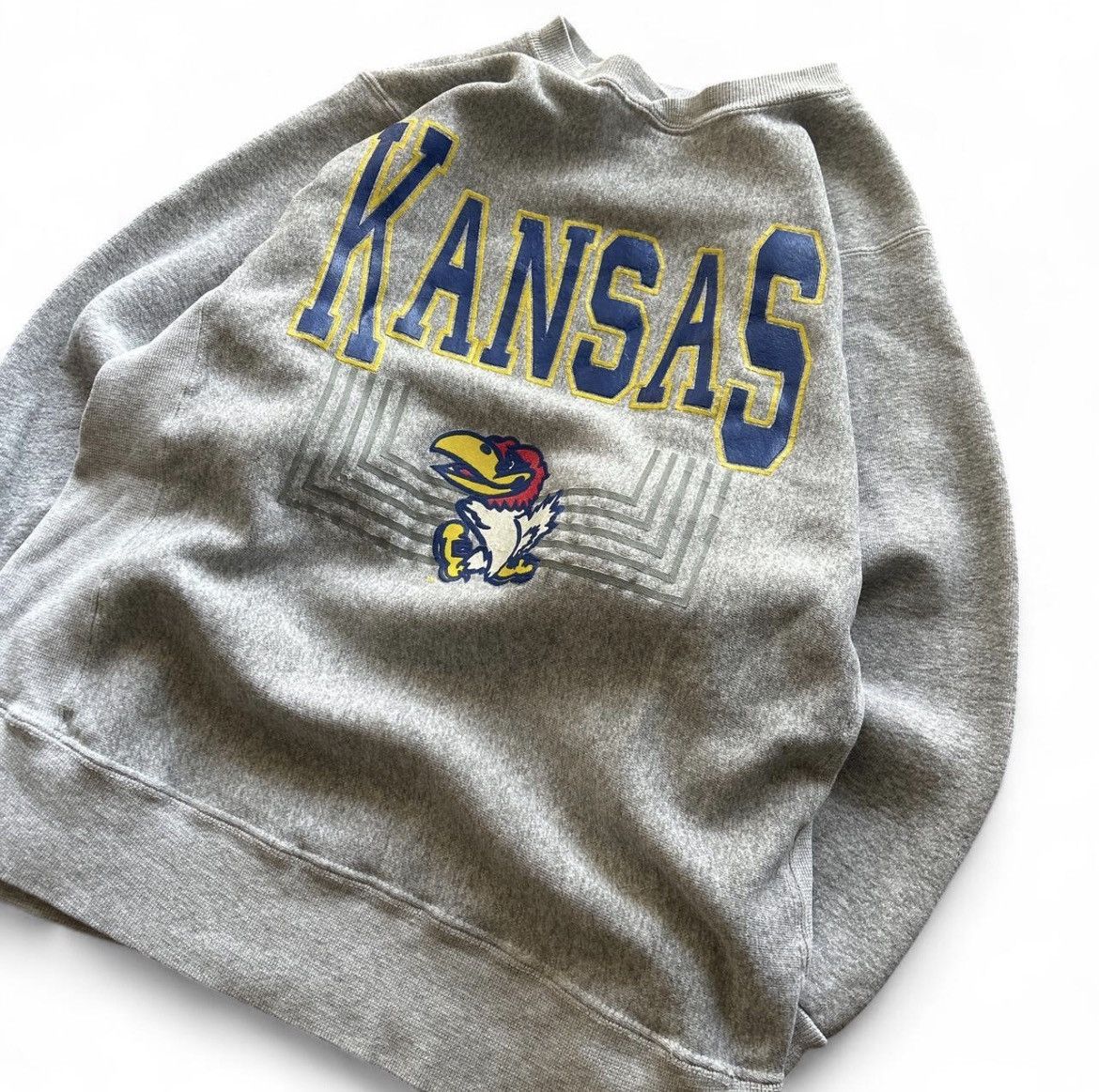 Vintage Vintage 90s Hanes Beefy Kansas Jayhawks Crewneck Sweatshirt Size US L / EU 52-54 / 3 - 2 Thumbnail