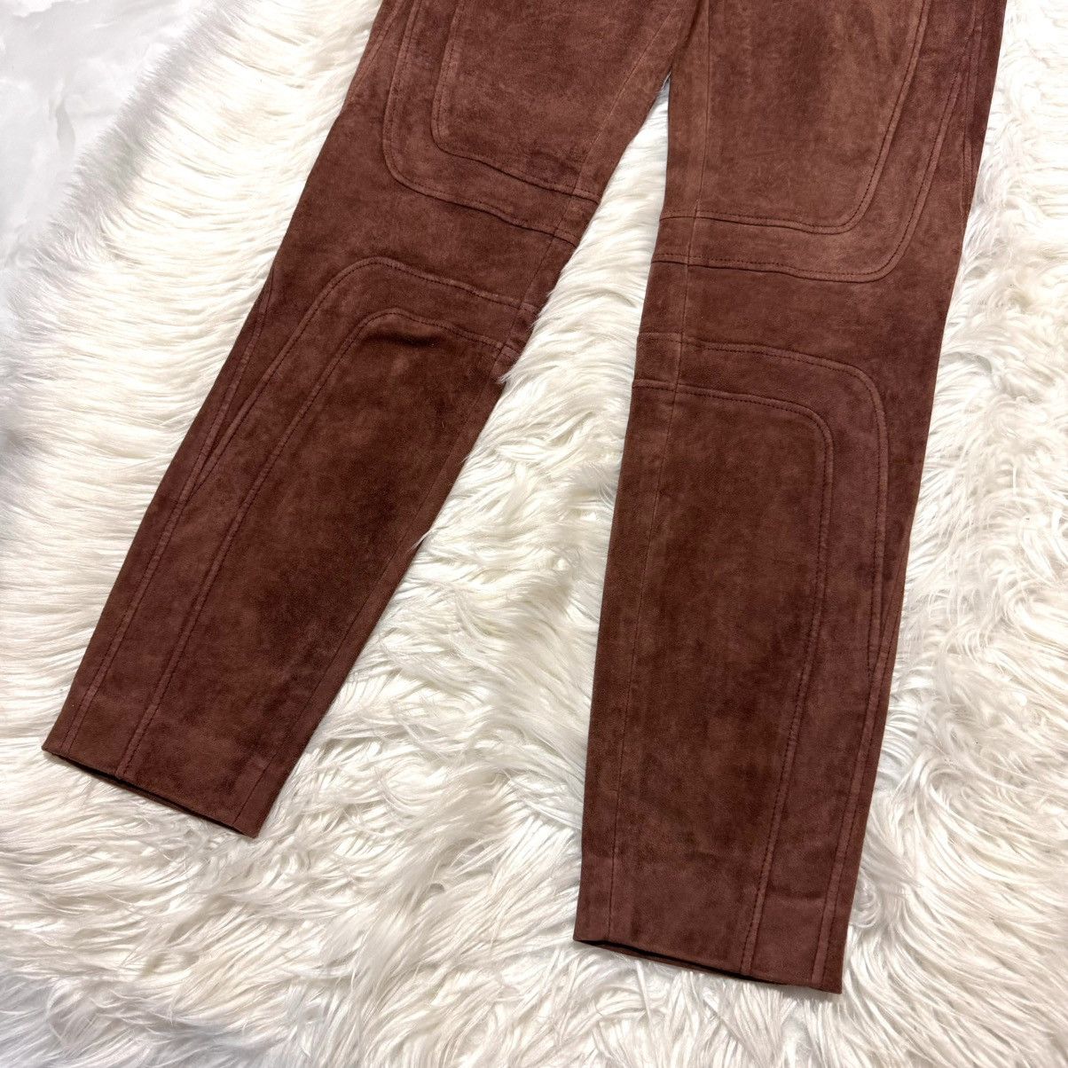 Brunello Cucinelli Brunello Cucinelli Framed Suede Leather Pants Brown Size 27" / US 4 / IT 40 - 6 Thumbnail