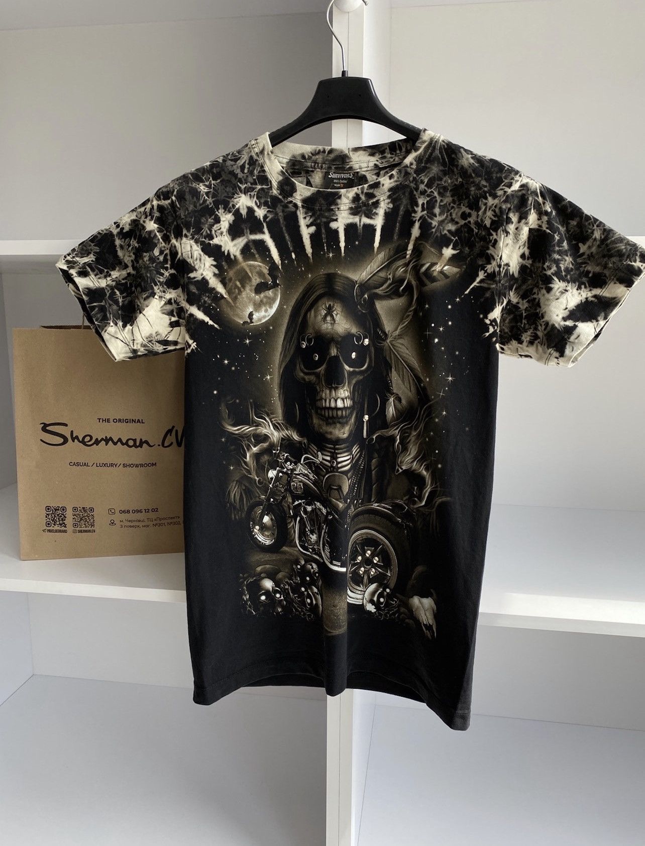 Japanese Brand × Vintage Vintage Skull Retro Punk Metal Goth Tie Dye Tee Size US S / EU 44-46 / 1 - 3 Thumbnail