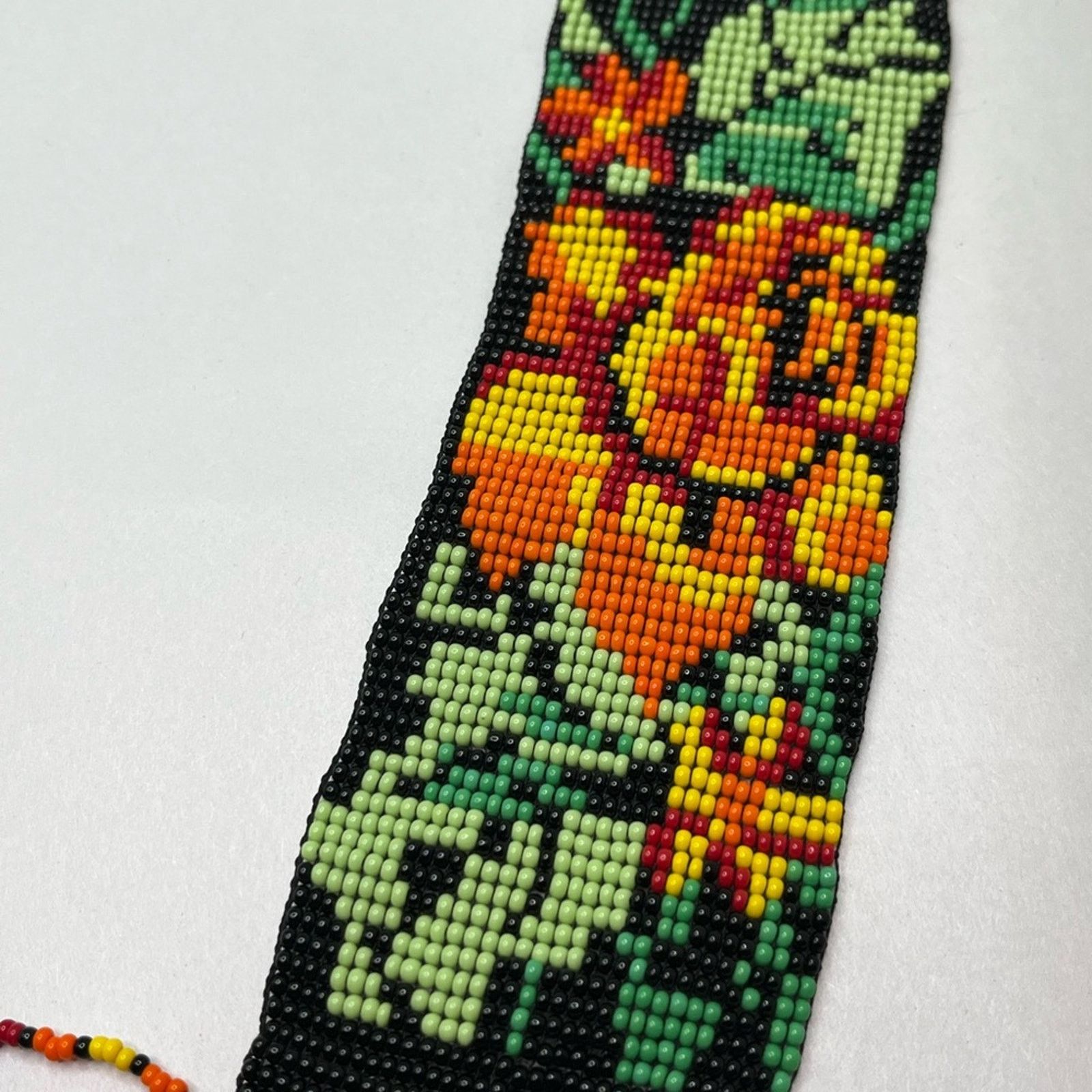 Handmade Luxury Rose Artisan Candy Skull Neon Orange beaded necklace Size ONE SIZE - 2 Thumbnail