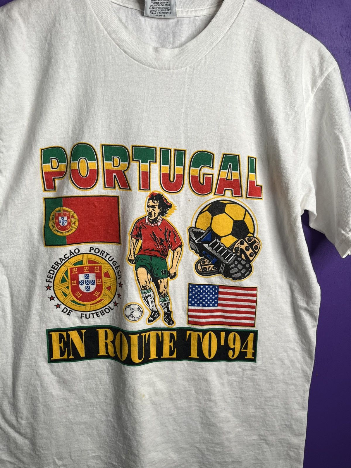 Vintage Vintage 1994 World Cup Portugal en route t-shirt Size US M / EU 48-50 / 2 - 3 Thumbnail