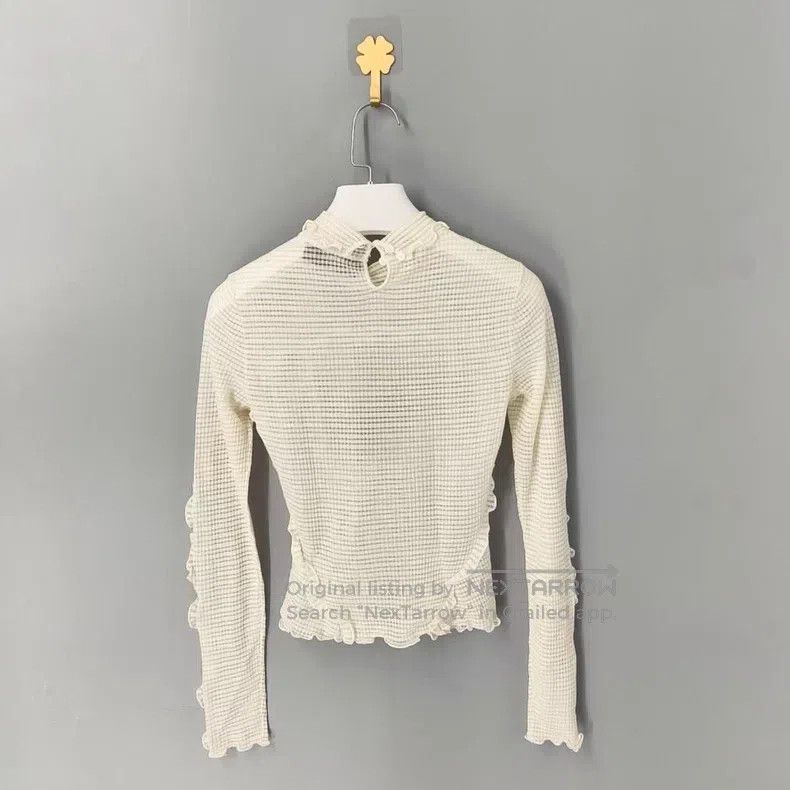 Fendi Fendi White Ruffle High Neck Translucent Silk Top Size XXS / US 00 / IT 34 - 2 Thumbnail