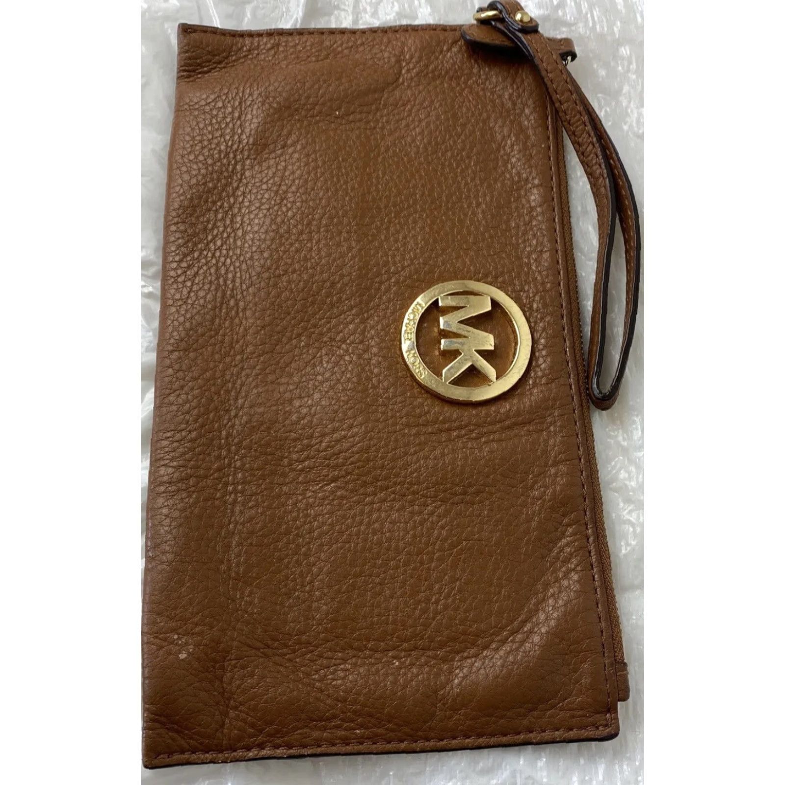 Michael Kors VINTAGE Michael Kors Fulton Leather Zip Clutch Wristlet Large Brown Rose 67-8 Womens Wristlet Size ONE SIZE - 2 Thumbnail