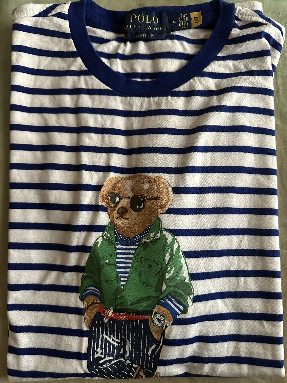 Polo Ralph Lauren Polo Bear Striped Blue Tshirt Size US M / EU 48-50 / 2 - 1 Thumbnail