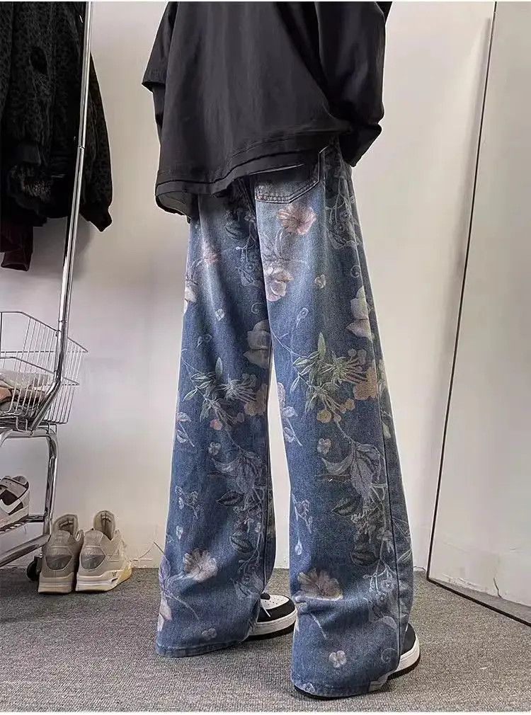 Japanese Brand Retro casual straight leg jacquard jeans Size US 32 / EU 48 - 3 Thumbnail