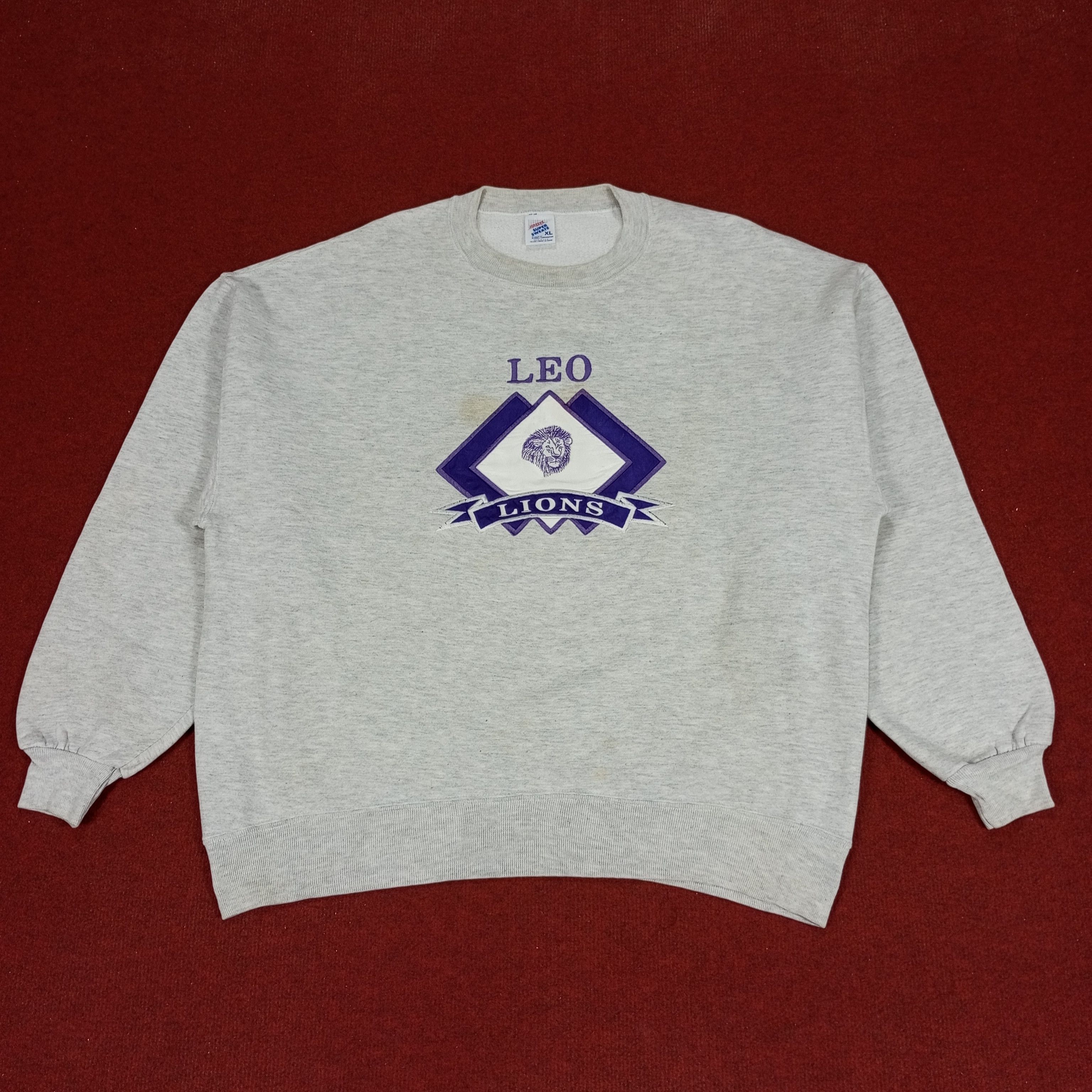 Vintage Leo Lions Center Embroidery Design Streetwear Sweatshirt Size US XL / EU 56 / 4 - 1 Thumbnail