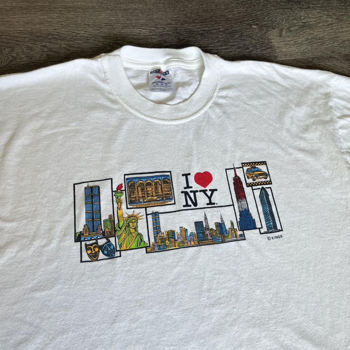 I Love NY × Vintage Vintage 1990s I Love <3 NY Landmarks Graphic Logo Tee Shirt Size US XL / EU 56 / 4 - 1 Thumbnail