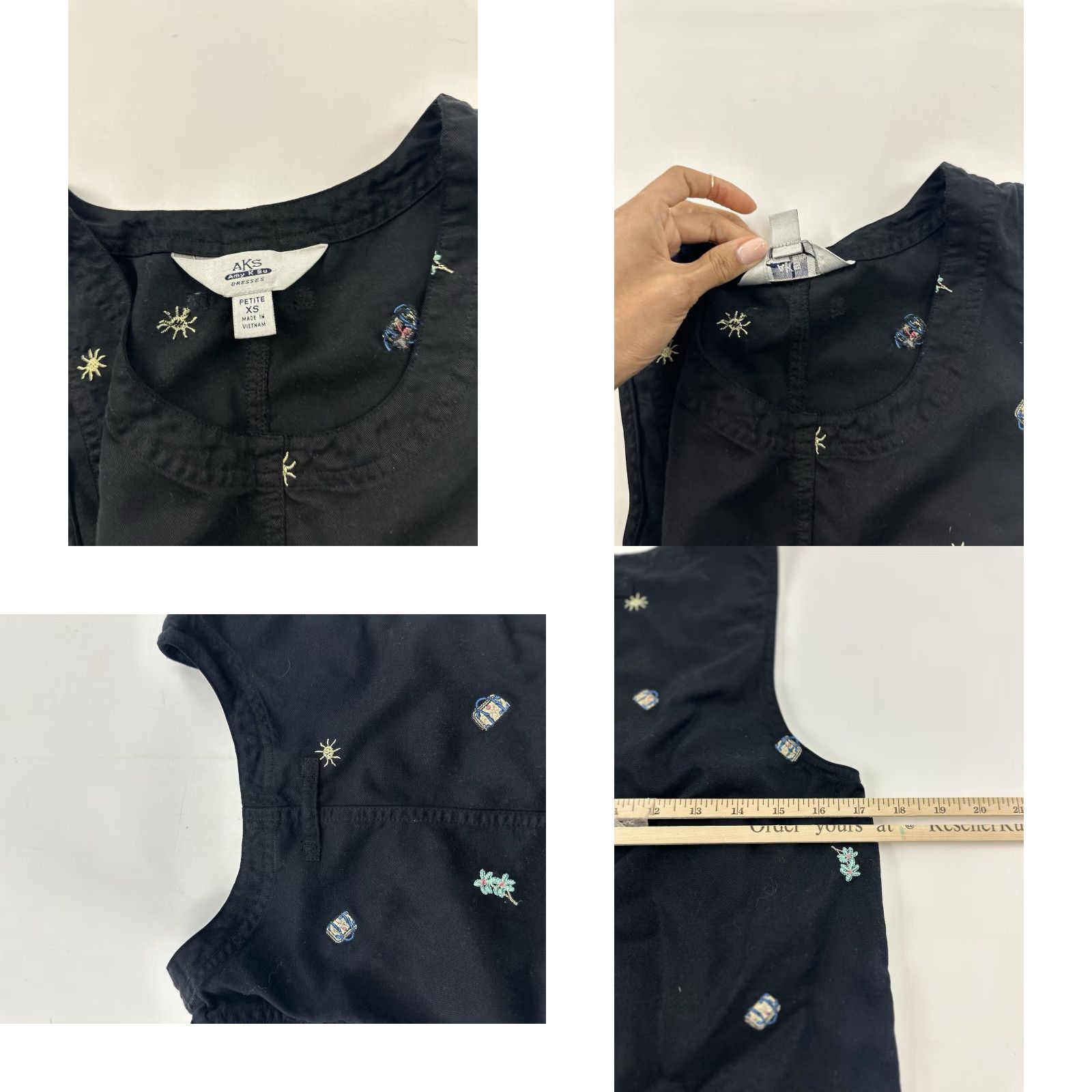 Vintage VINTAGE AKS Dress Women’s PXS Black Embroidered Maxi A-Line Sleeveless Crew Neck Summer Spring Women’s Mens? Size XS / US 0-2 / IT 36-38 - 8 Thumbnail