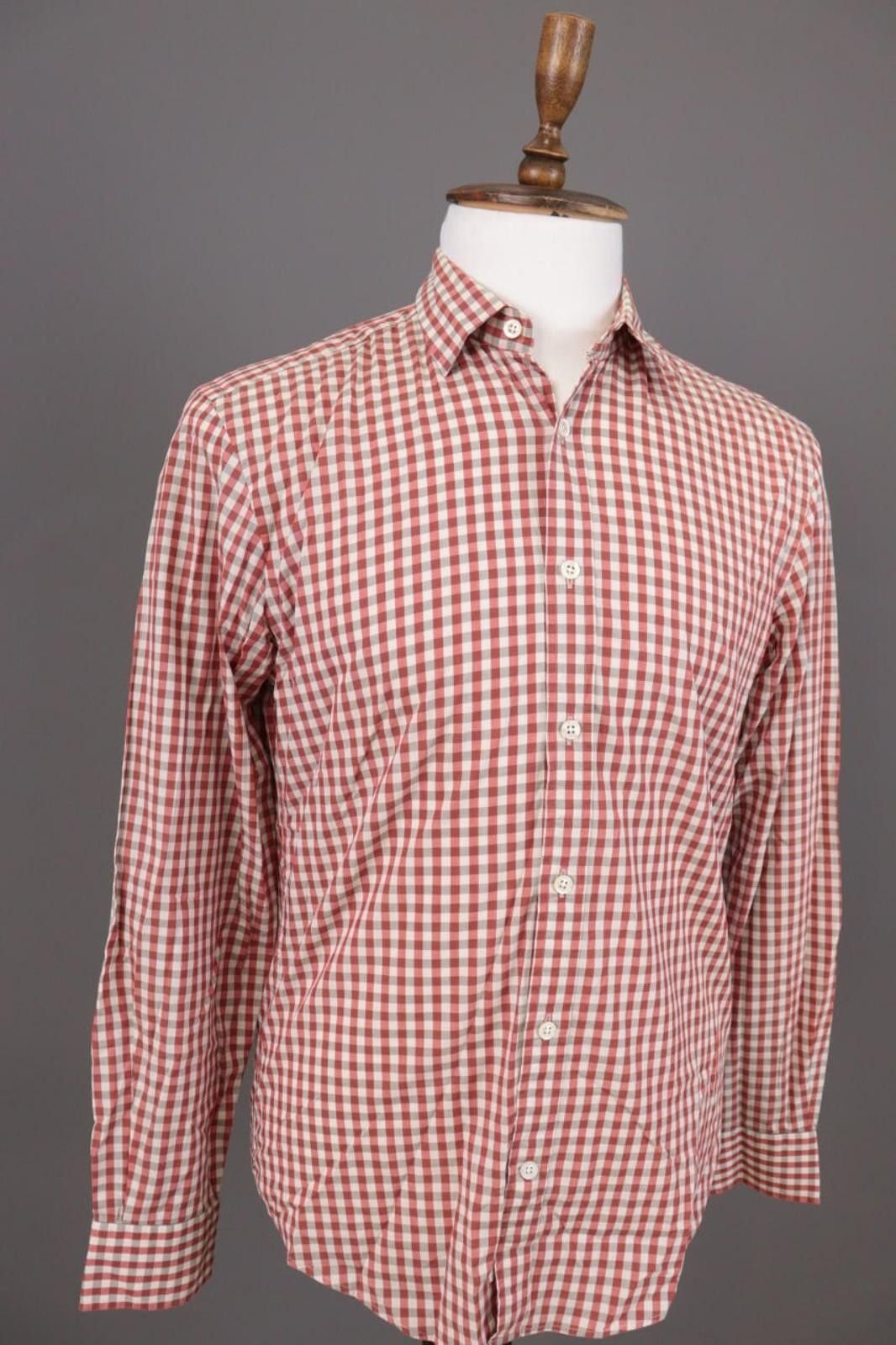 Gieves & Hawkes Red Check Dress Shirt Size M