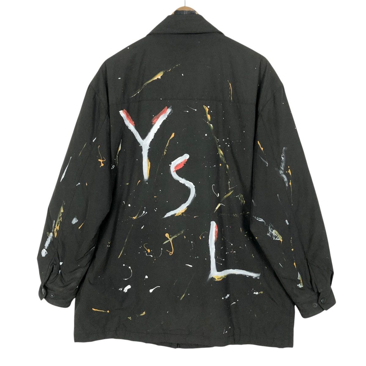 Yves Saint Laurent Yves Saint Laurent Pour Homme Big Logo Paint Splatter Parka Size US L / EU 52-54 / 3 - 1 Thumbnail