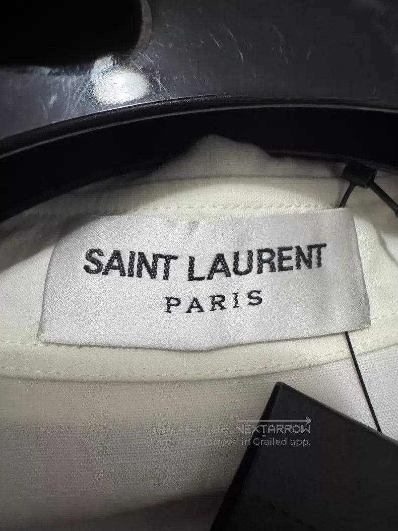 Saint Laurent Paris Saint Laurent Paris Linen Blend Beige Deep V Neck Shirt Size XS / US 0-2 / IT 36-38 - 6 Thumbnail